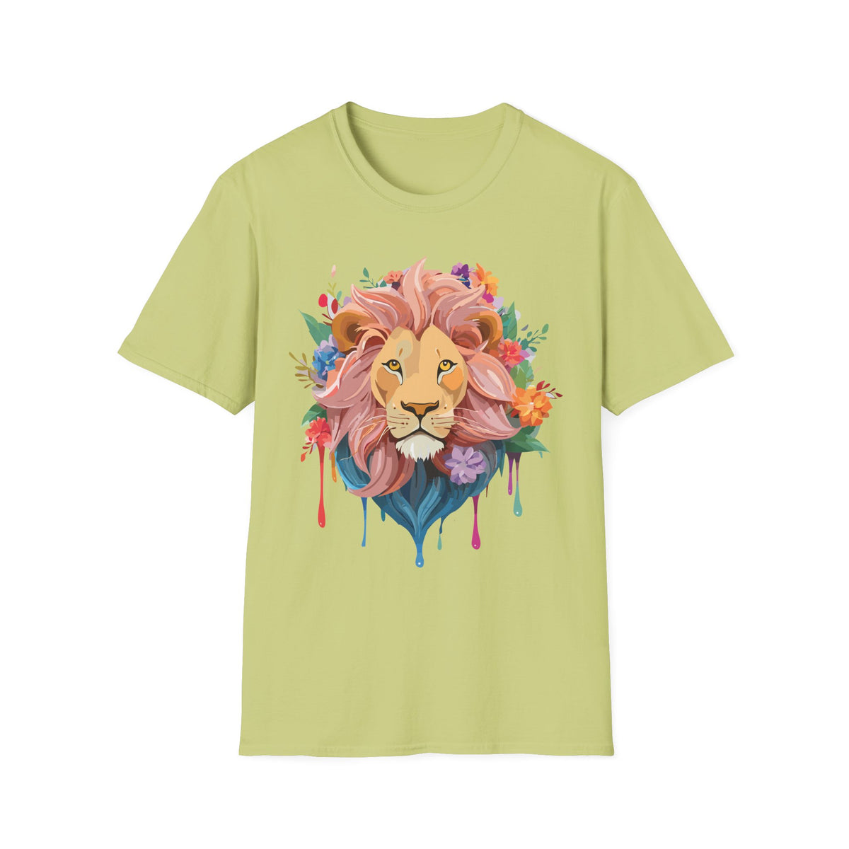 Floral Watercolor Lion T-Shirt | Colorful Mane Illustration
