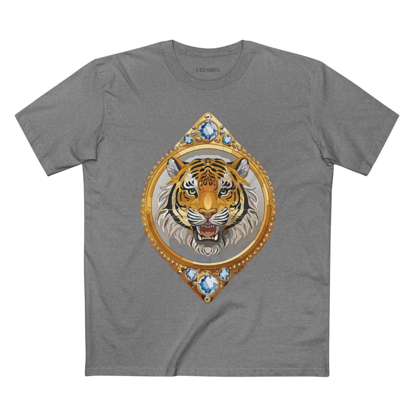Tiger Graphic Unisex 100 Cotton Tee With Unique Animal Golden Medallion Art Design 1