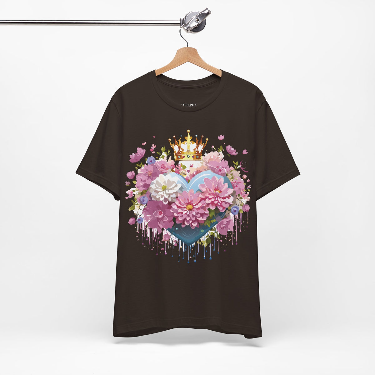 Valentine's Day Graphic Unisex Cotton Bella+Canvas Tee with Floral Art Design d106