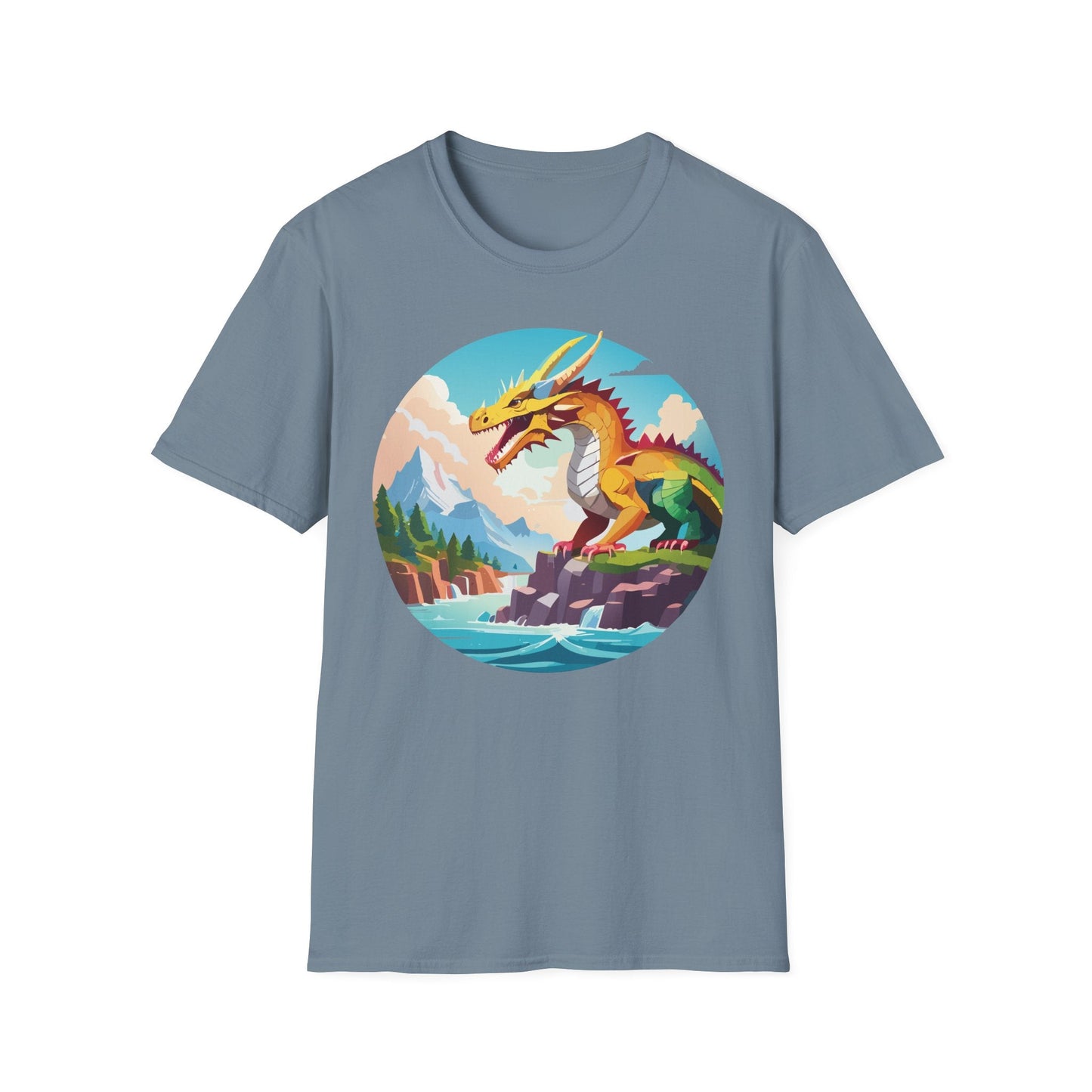 Dragon T Shirt Unisex Softstyle Cotton Tee With Colorful Animal Art Design For Everyday Wear