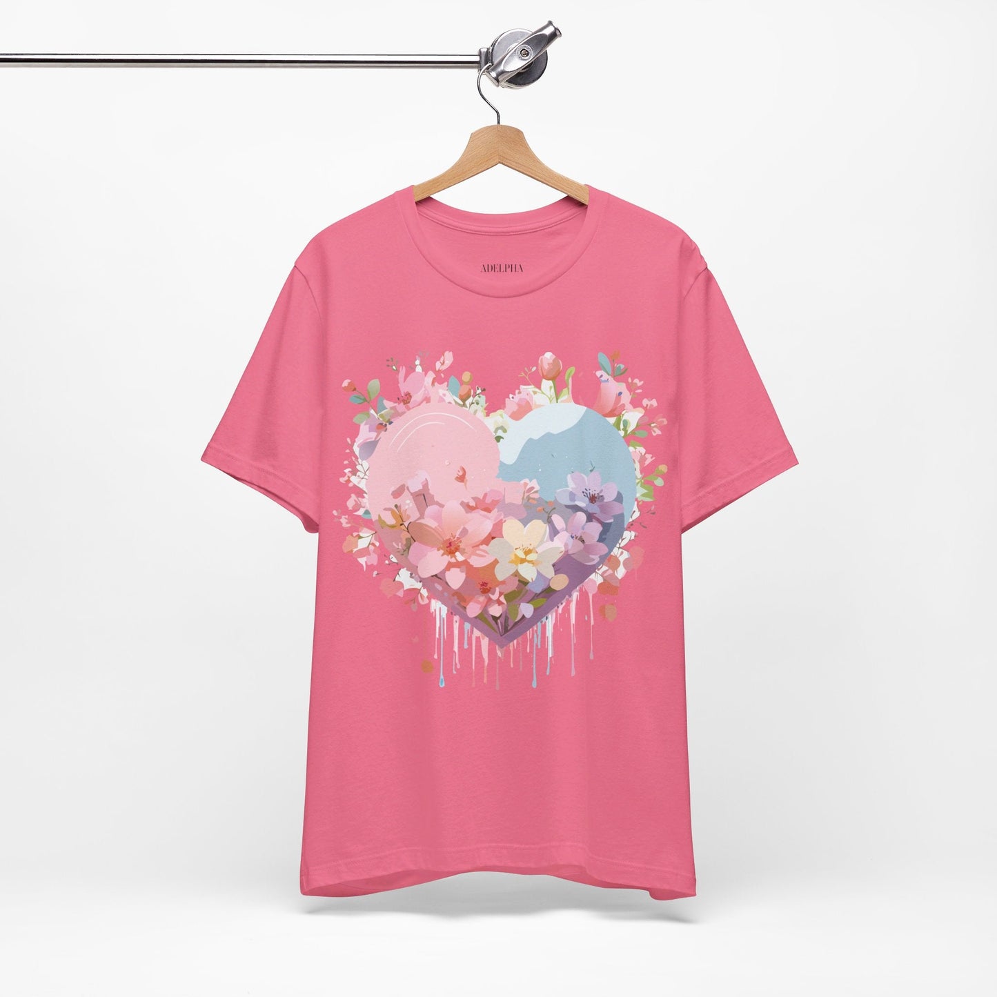 Valentine Day Graphic Unisex 100 Cotton Vintage Artwork with Love and Flower Design Tee 31