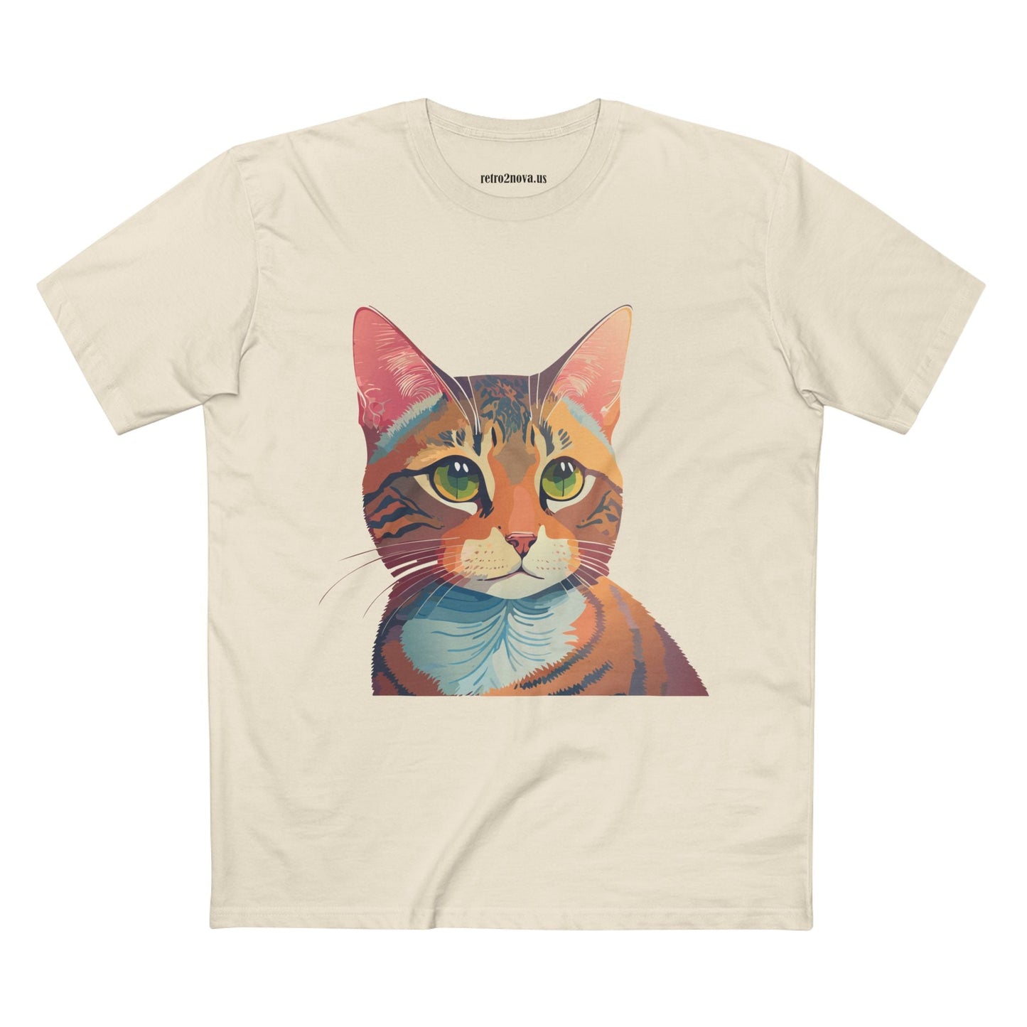 Retro2Nova Cat Art Tee Unisex Premium Cotton Shirt With Original Artwork Design Soft Breathable Comfort Everyday Wear