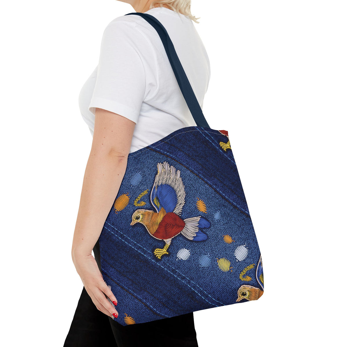 Denim Fabric Imitation Print Unisex Canvas Bag Poly Spun 3 Sizes Tote Bag 194