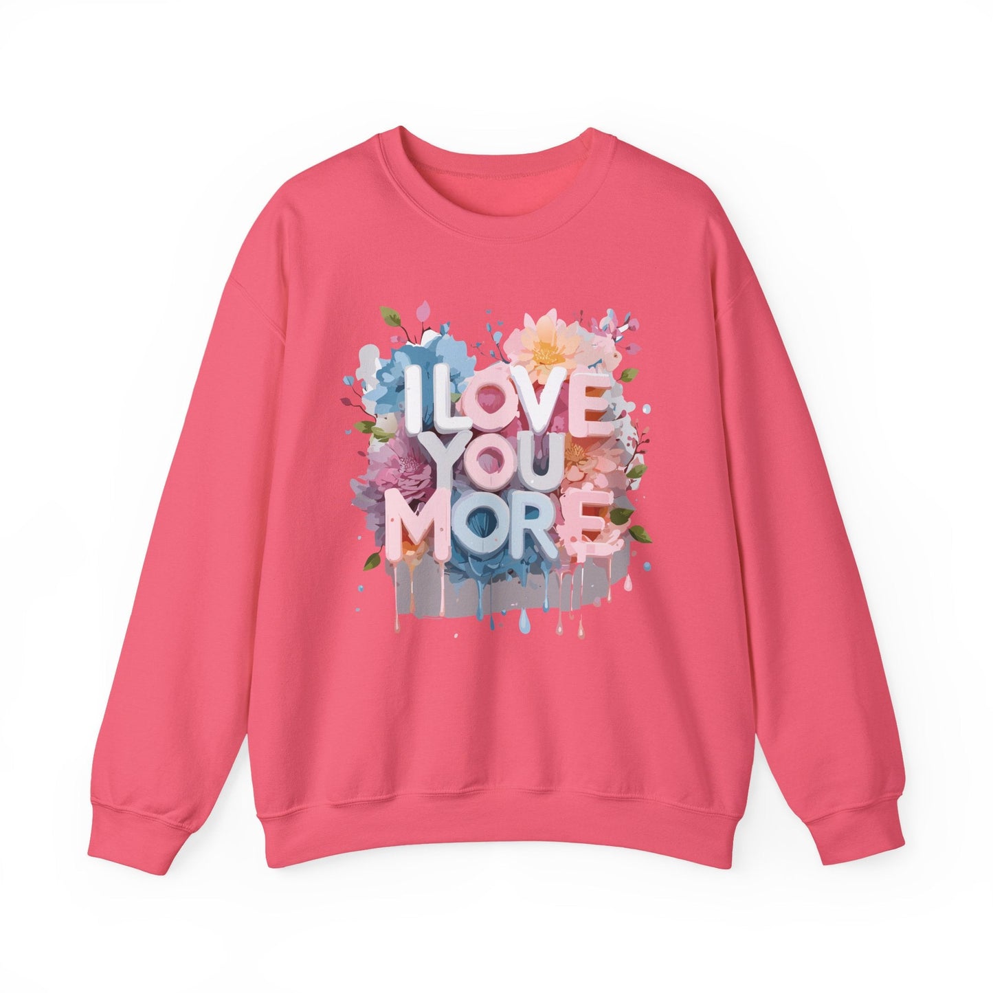 Floral Love Sweatshirt Unisex Heavy Blend Crewneck Valentines Day 50 50 Cotton Polyester Gildan 18000