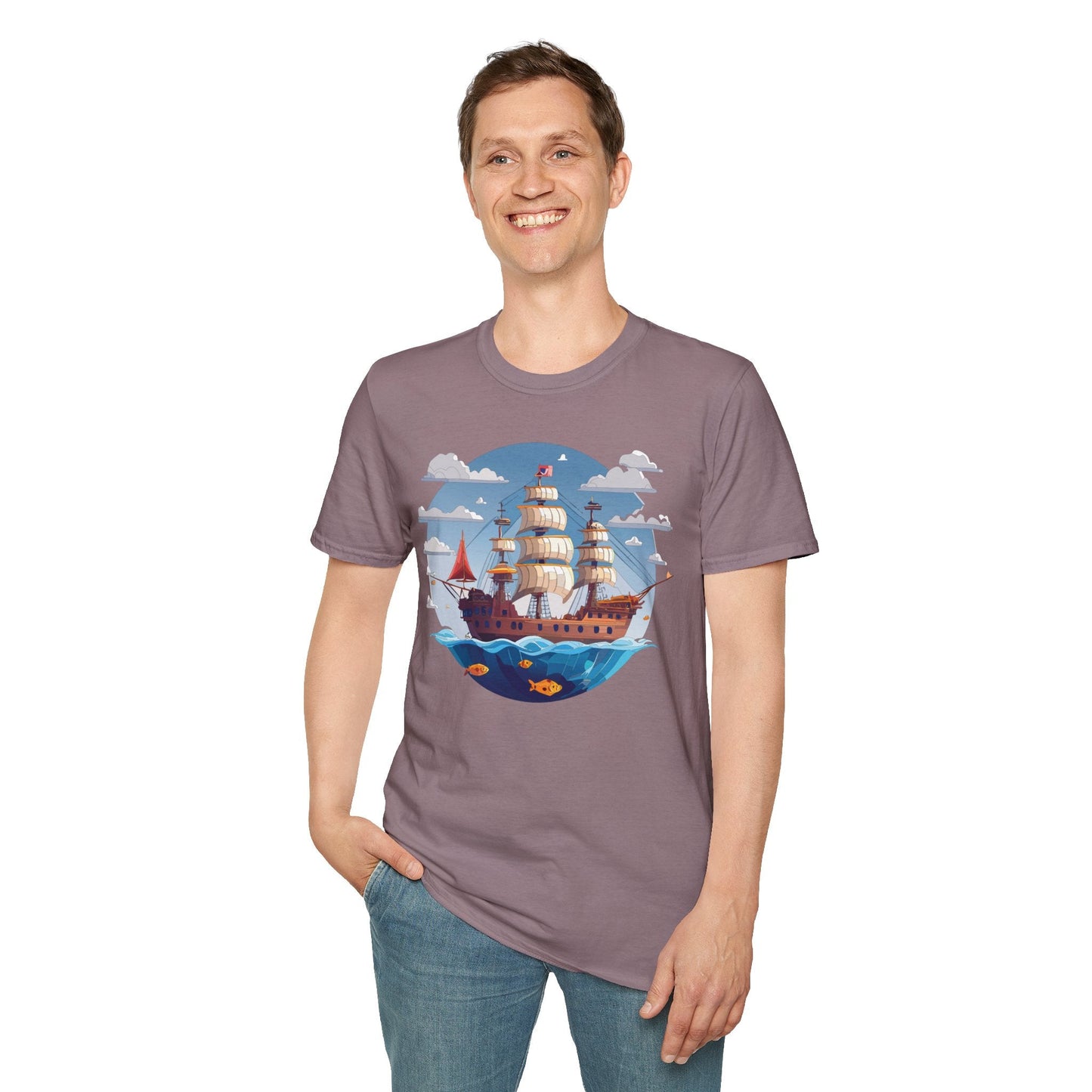 Ship T Shirts Frigate T Shirts Vessel Tee Shirt Unisex Softstyle Cotton Tee Gildan 64000