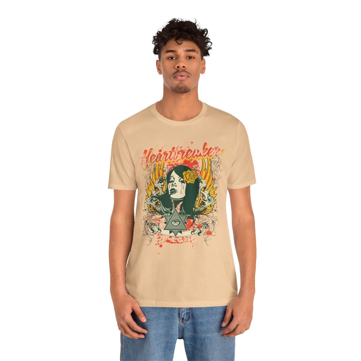 Heartbreaker Illustration Tee Retro Femme Portrait Floral Skull Graphic T-Shirt