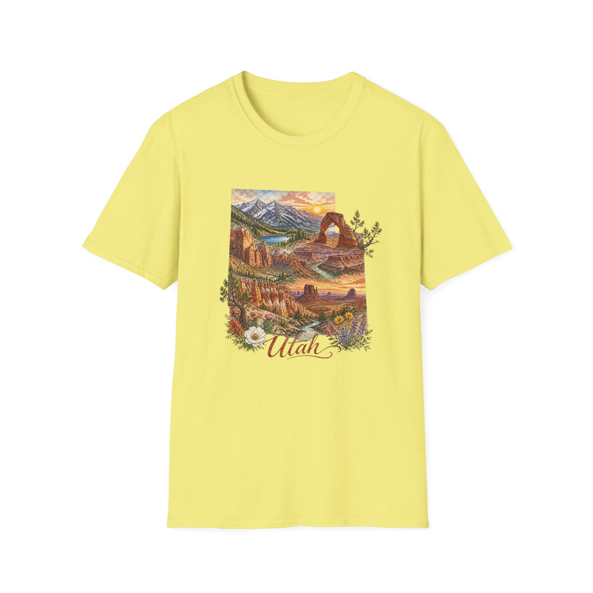 Utah Scenic T-Shirt — Vintage National Park Landscape Tee Travel Tourist Graphic Design Unisex 100 Cotton Gildan T-Shirt