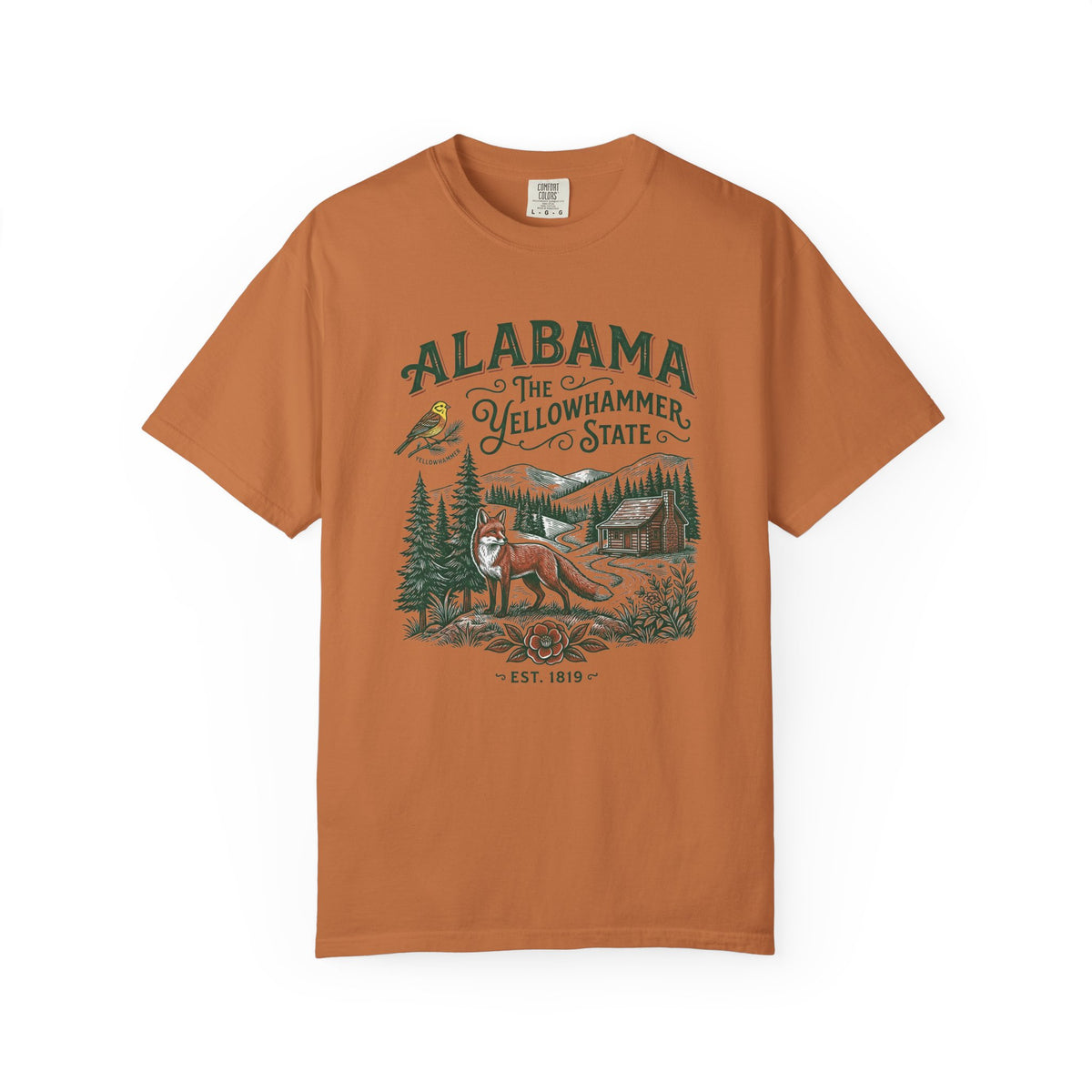 Alabama Graphic Unisex Heavyweight Garment-Dyed Travel Tourist Graphic Gift Tee Unisex 100 Cotton Comfort Colors T-Shirt