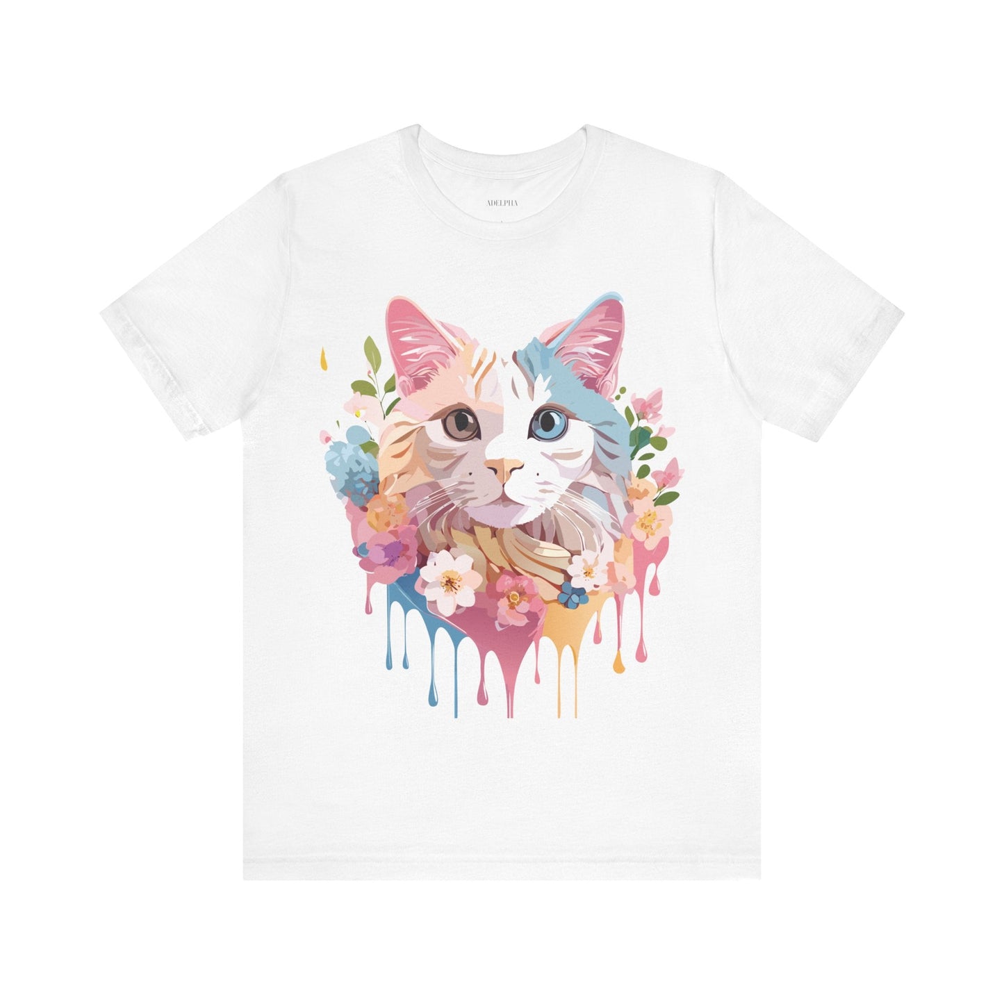 Cat Graphic Tee Unisex Short Sleeve Shirt With Adelpha Artwork