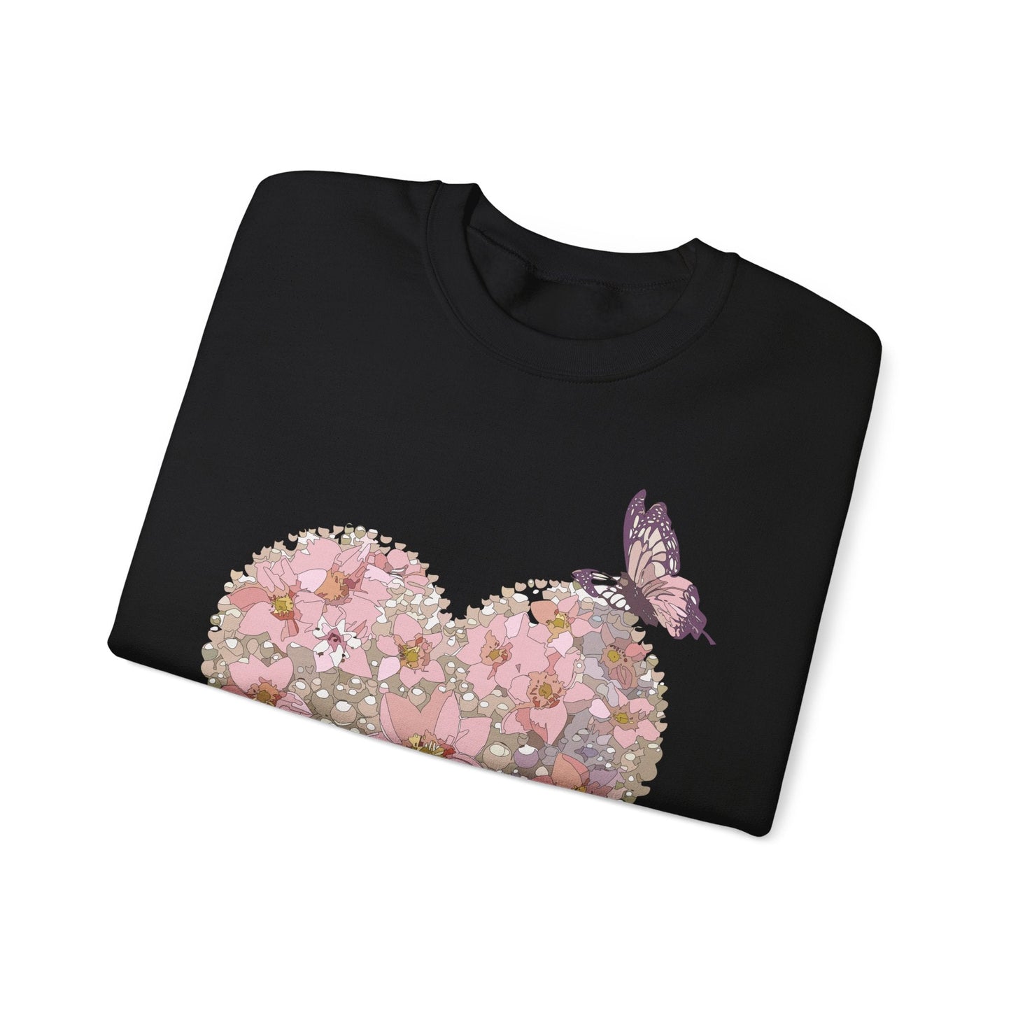 Unisex Floral Heart Sweatshirt Floral Love Valentines Day Gildan 18000 Heavy Blend Crewneck