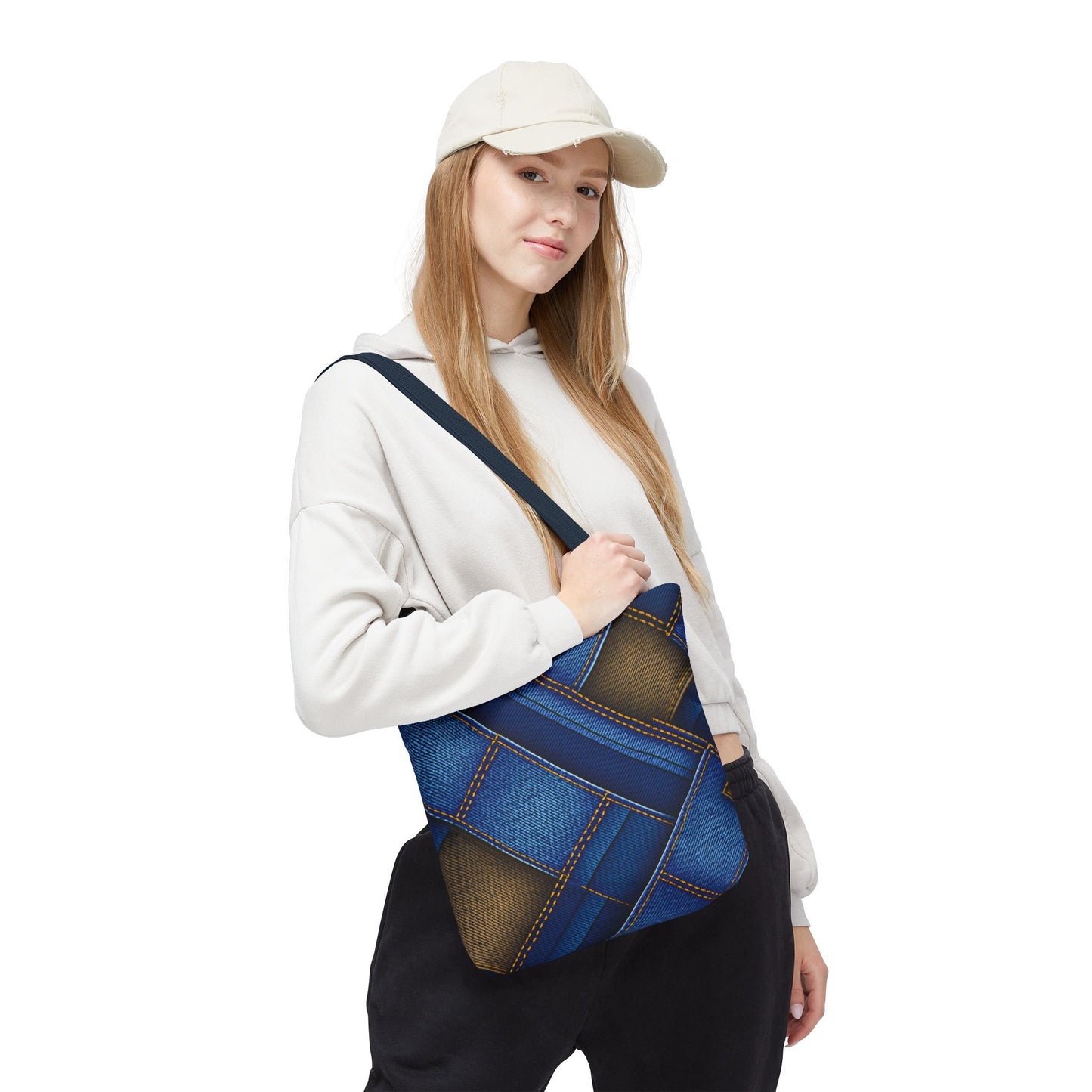 Denim Fabric Imitation Print Unisex Canvas Bag Poly Spun 3 Sizes Tote Bag 147