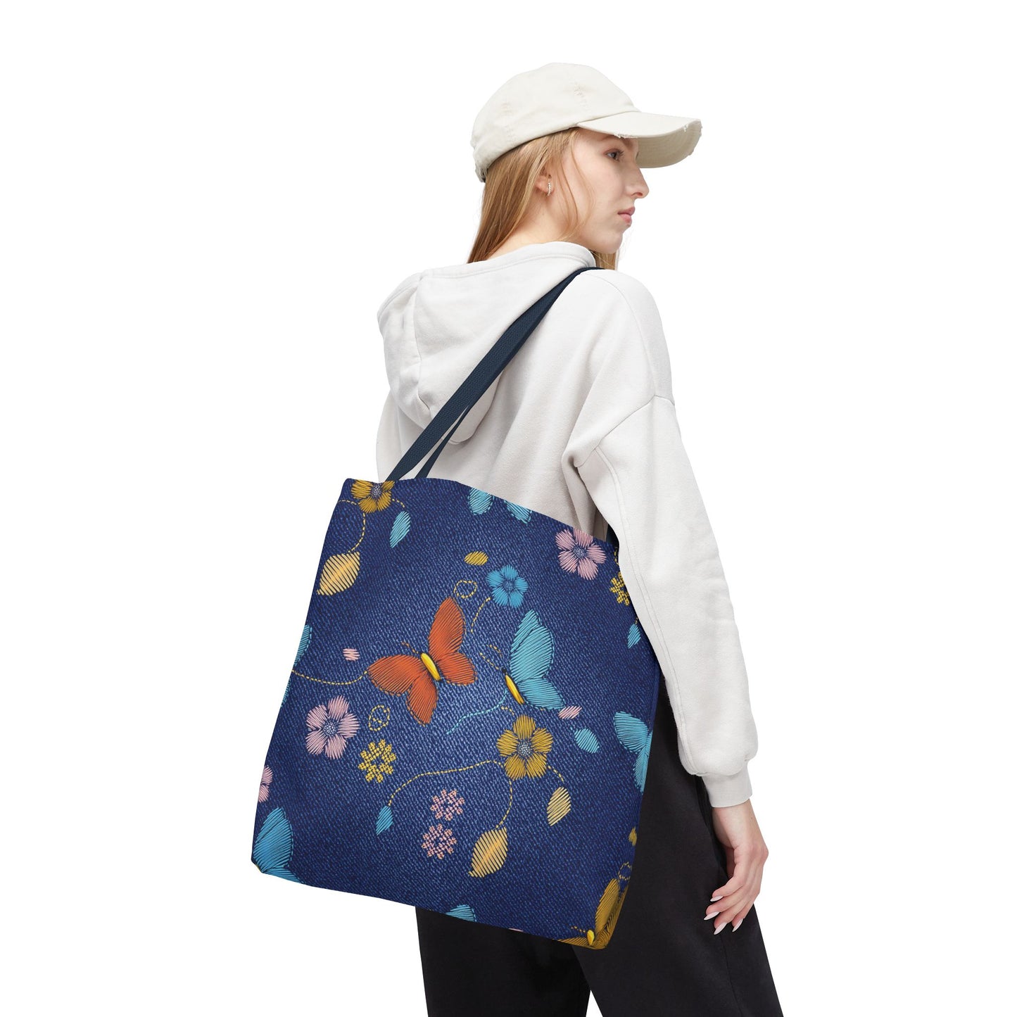 Denim Fabric Imitation Print Unisex Canvas Bag Poly Spun 3 Sizes Tote Bag 167