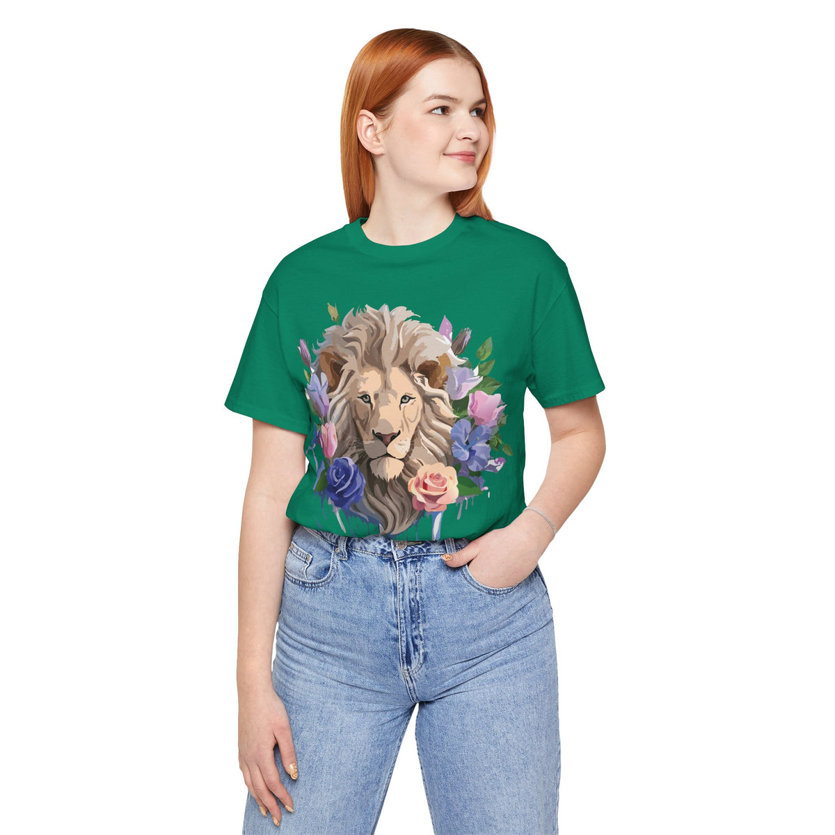 Lion Graphic Unisex Cotton Bella+Canvas Tee with Art Animal Design e50