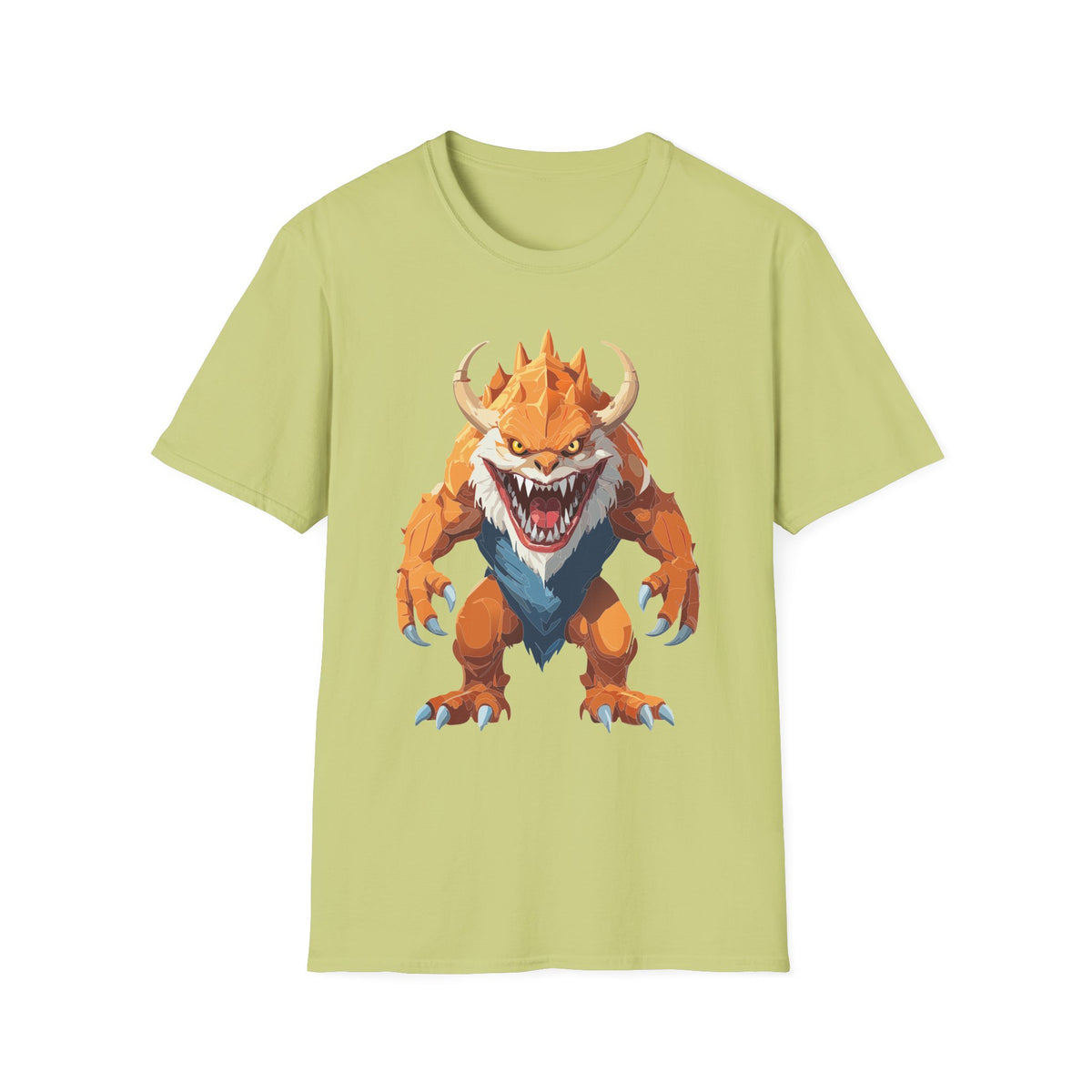 Monster Graphic T-Shirt — Fierce Orange Demon Creature Cartoon Graphic Tee Unisex 100 Cotton Gildan T-Shirt