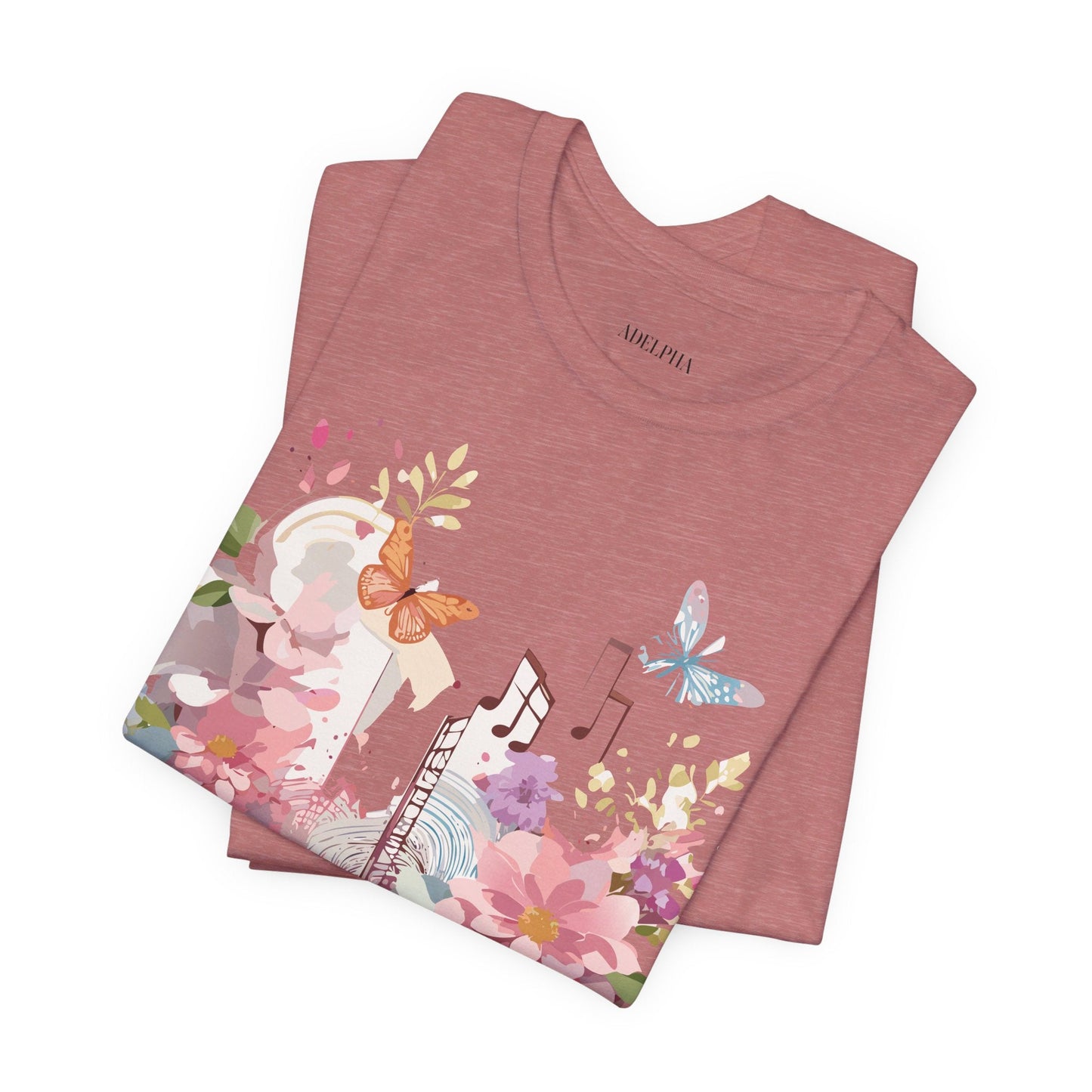 Music Graphic Unisex 100 Cotton Vintage Art with Musical Elements Tee 122