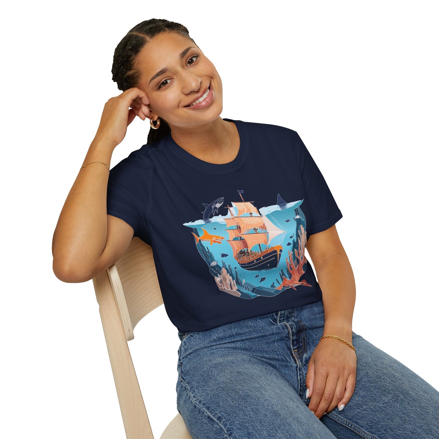 Ocean Graphic Unisex Softstyle Cotton Tee 17