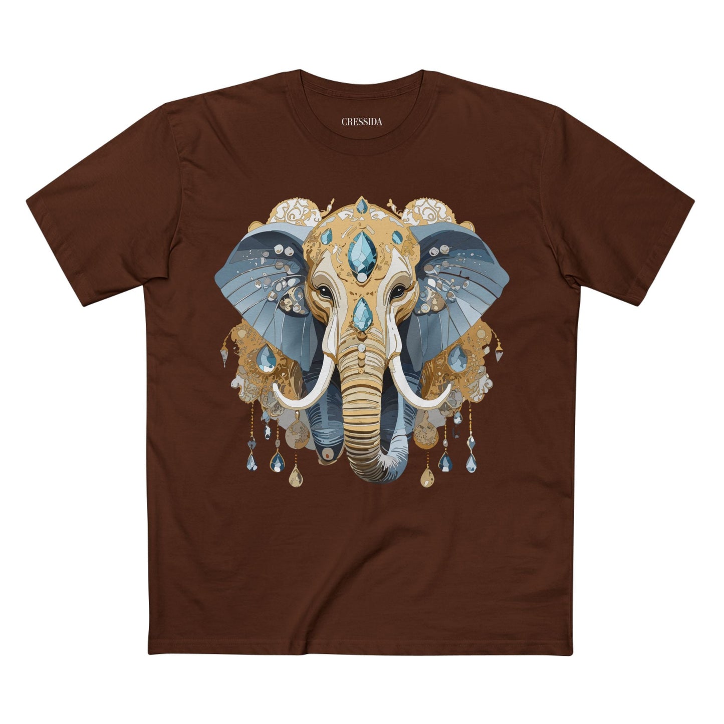 Elephant Graphic Unisex 100 Cotton Tee With Unique Animal Golden Medallion Art Design 35