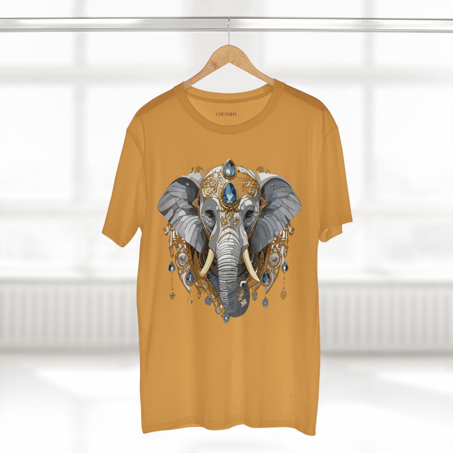 Elephant Graphic Unisex 100 Cotton Tee With Unique Animal Golden Medallion Art Design 37