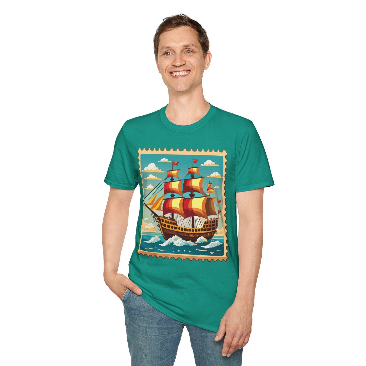 Unisex Softstyle Short Sleeve T Shirt Gildan 64000 Ring Spun Cotton Vessel Ship Frigate Tee