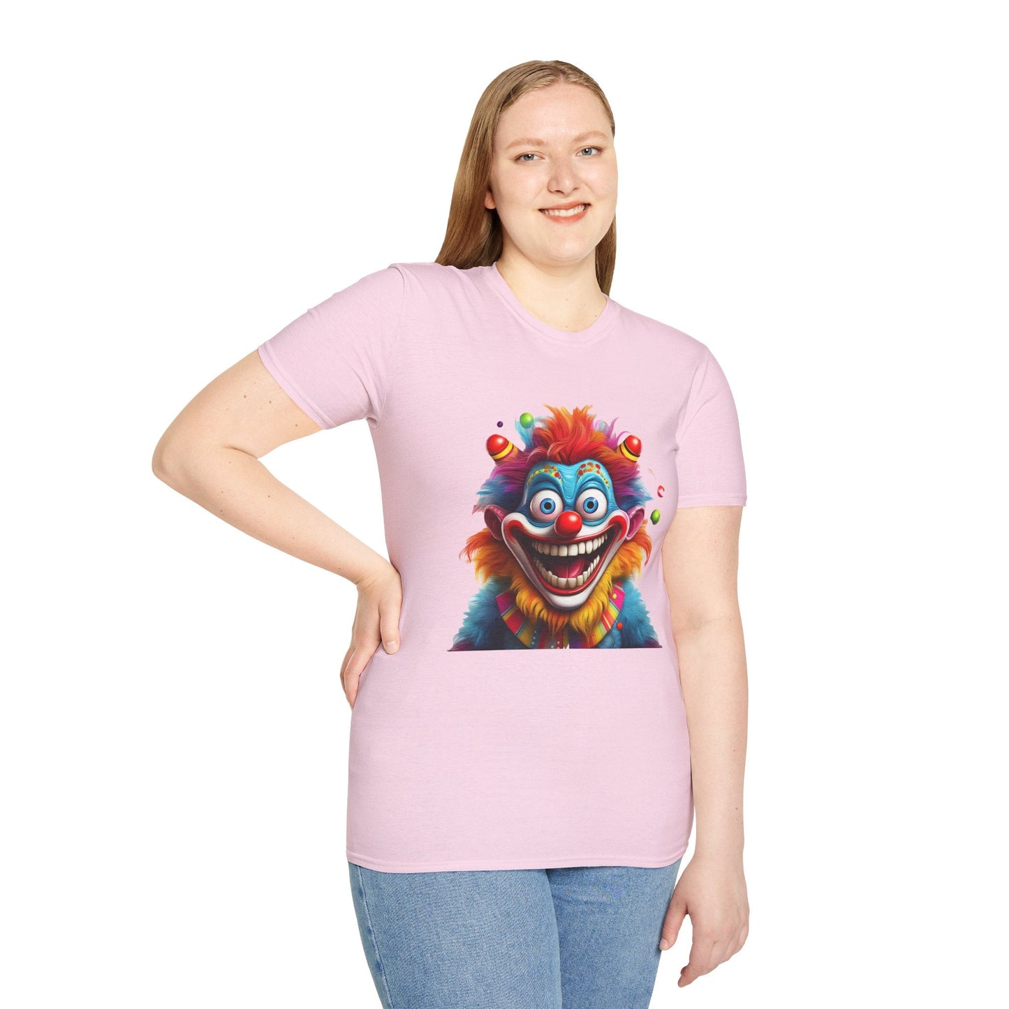 Clown Themed Unisex T Shirt Funny Man Circus Scary Man Tee Gildan Softstyle 64000 Cotton