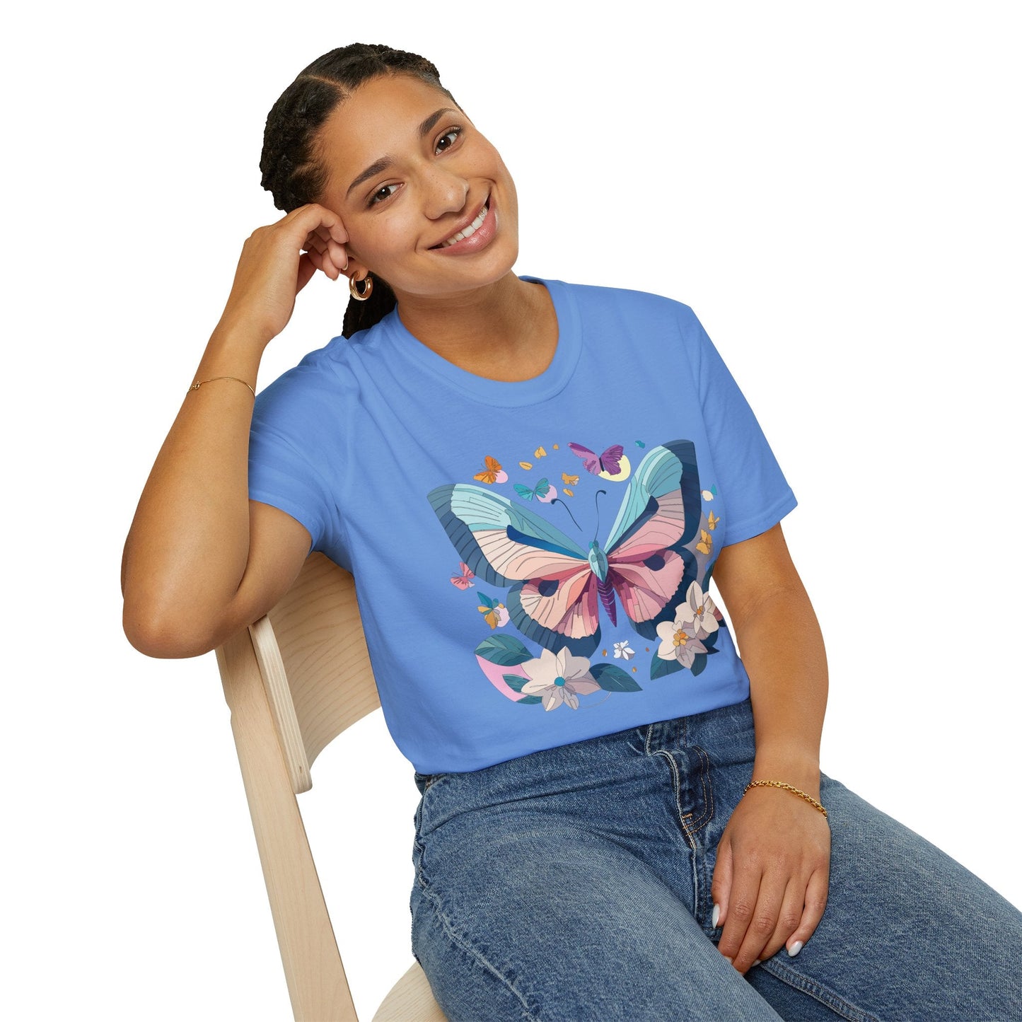 Butterfly Shirt Unisex T Shirt Softstyle Gildan 64000 Ring Spun Cotton Monarch Design