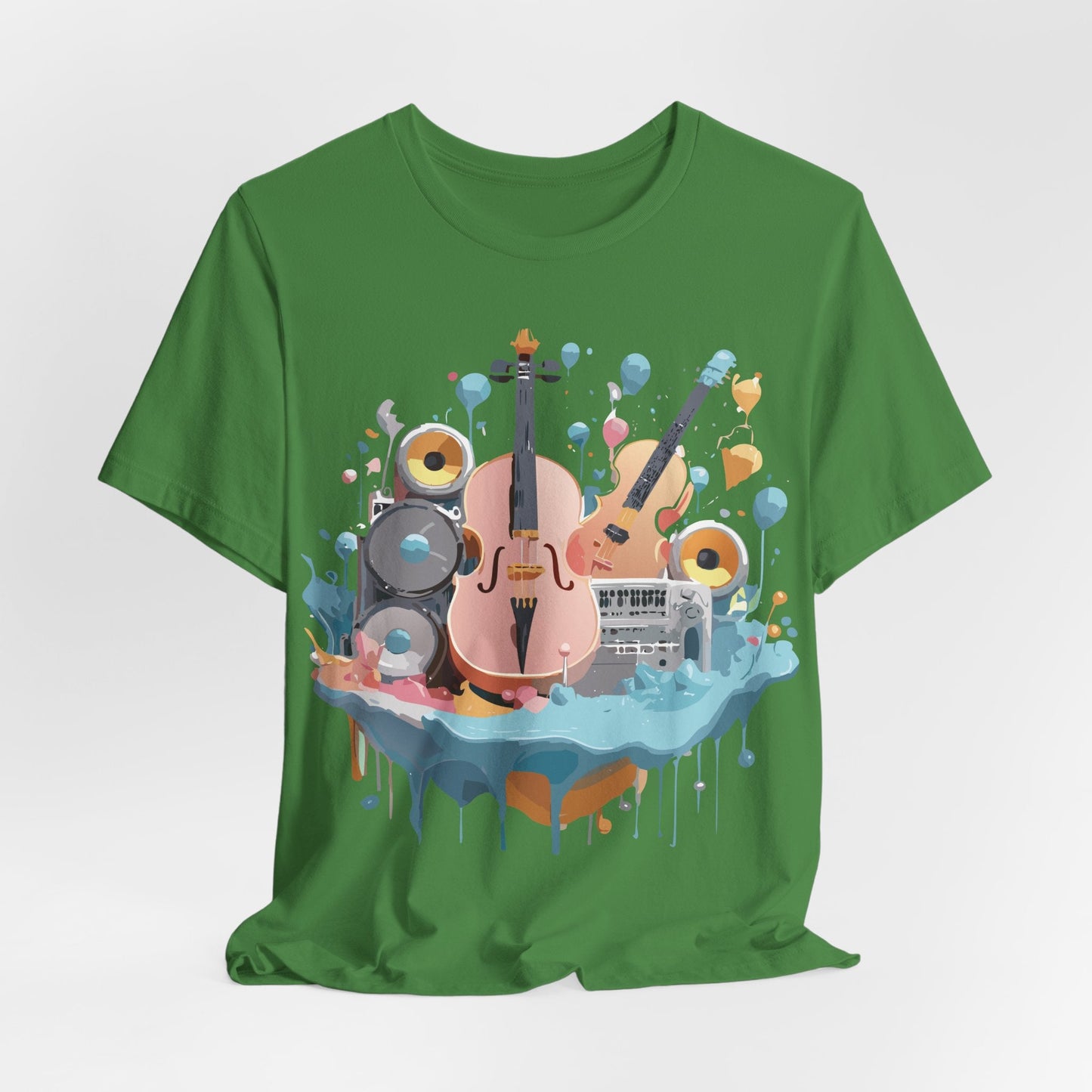 Music Graphic Unisex 100 Cotton Vintage Art with Musical Elements Tee 90