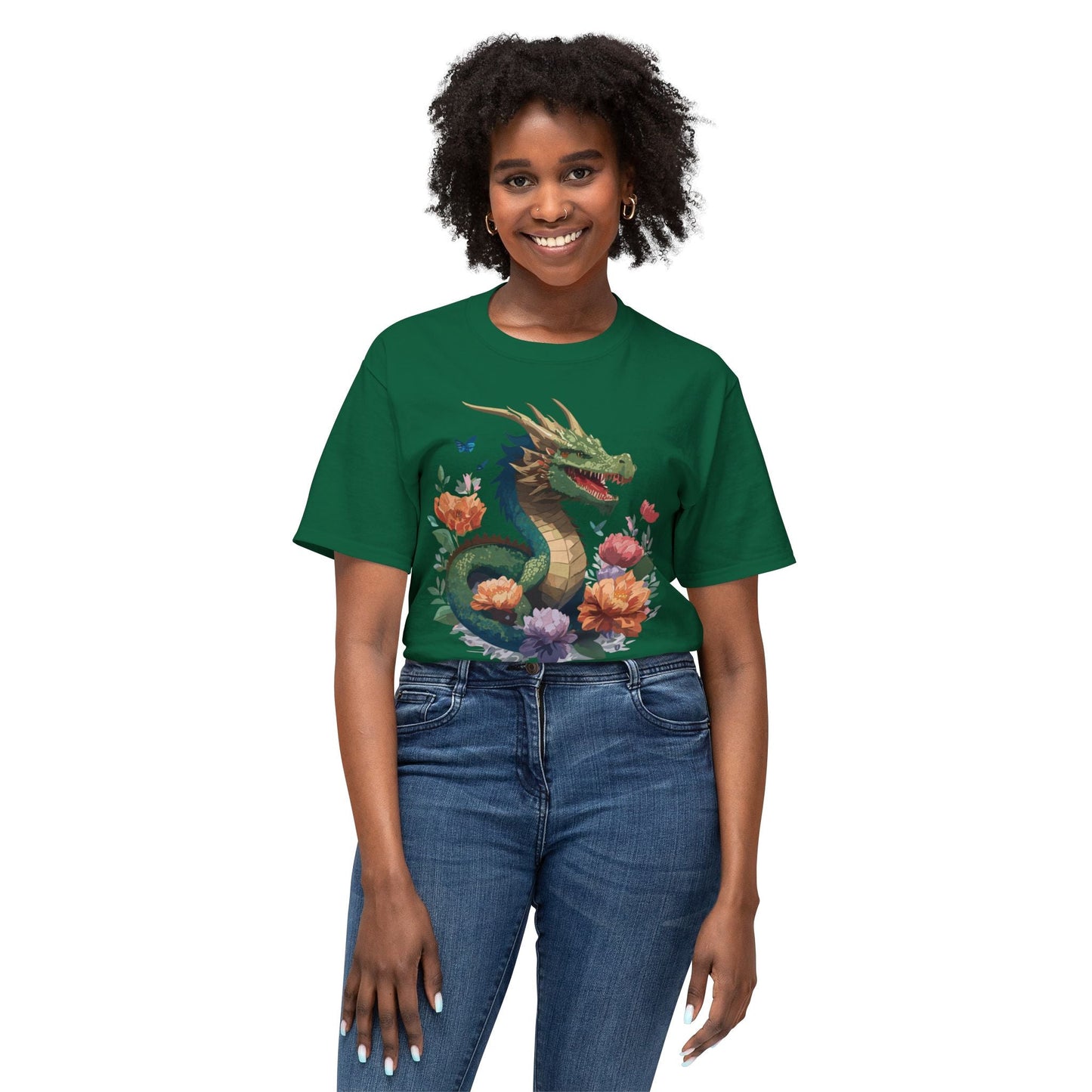 Dragon T Shirt With Art Print HD Cotton Unisex Tee Vintage Dragon Design