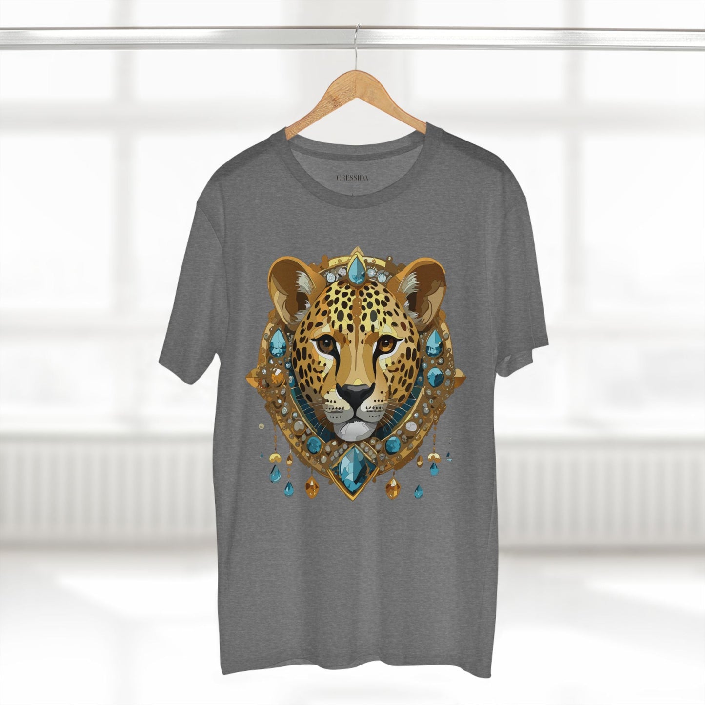 Cheetah Graphic Unisex 100 Cotton Tee With Unique Animal Golden Medallion Art Design 44