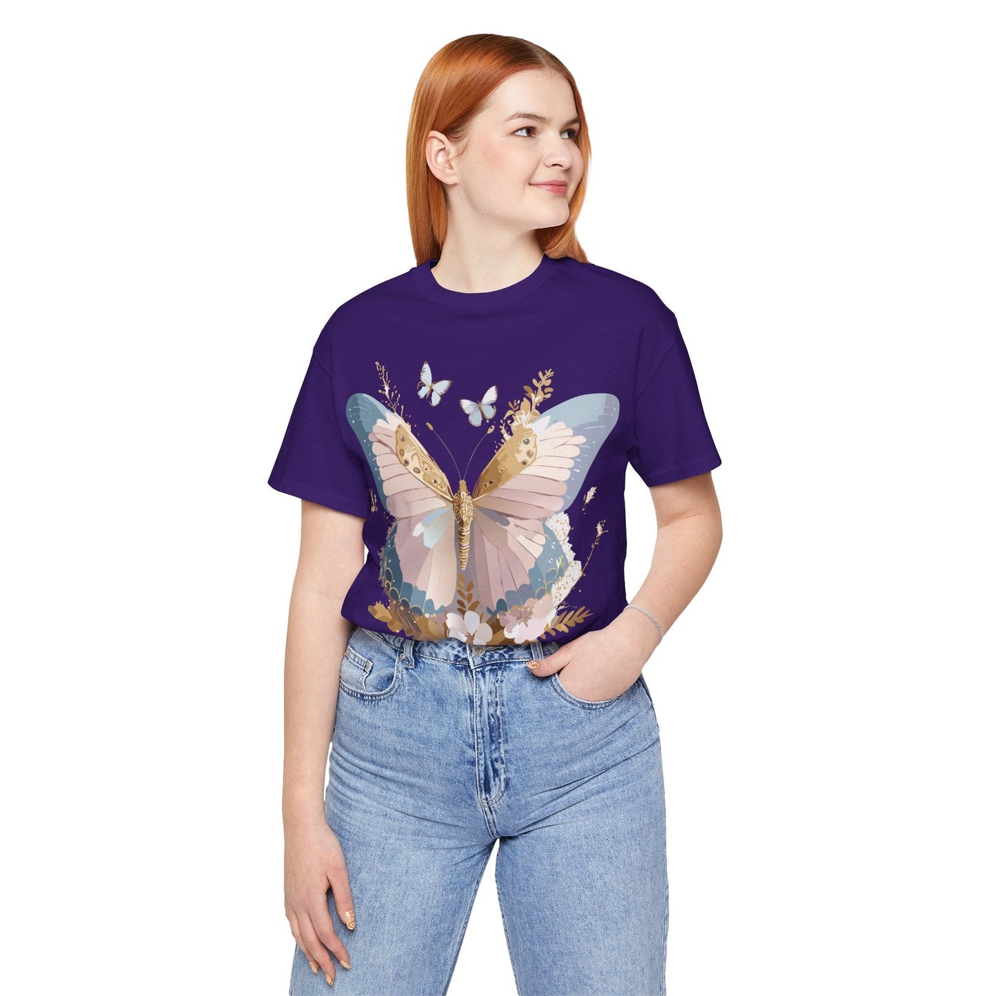 Butterfly Graphic Unisex 100 Cotton Lightweight Vintage Floral Design Jersey Tee 20
