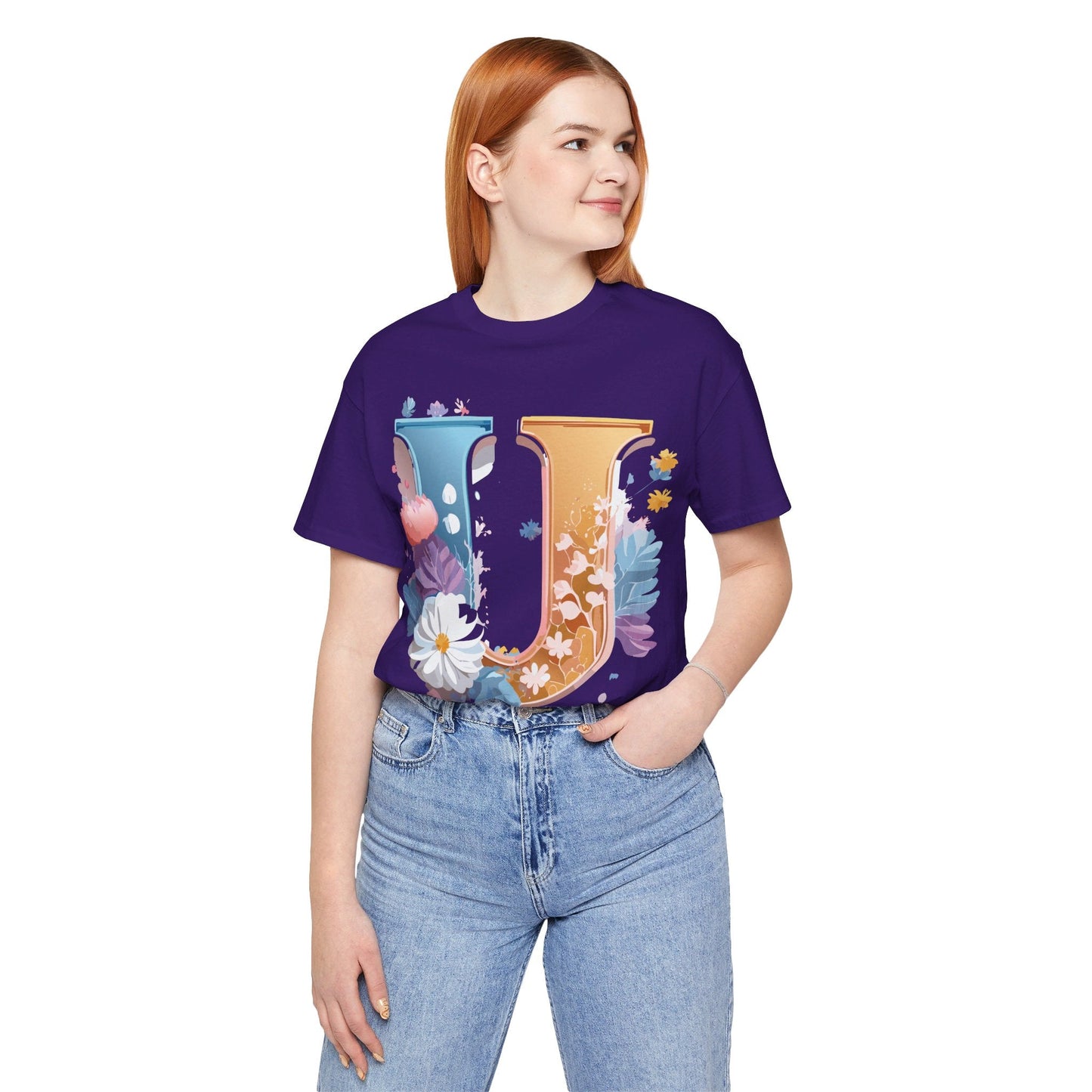 Letter U Graphic Tee Unisex Jersey Short Sleeve Premium Adelpha Art Design Shirt