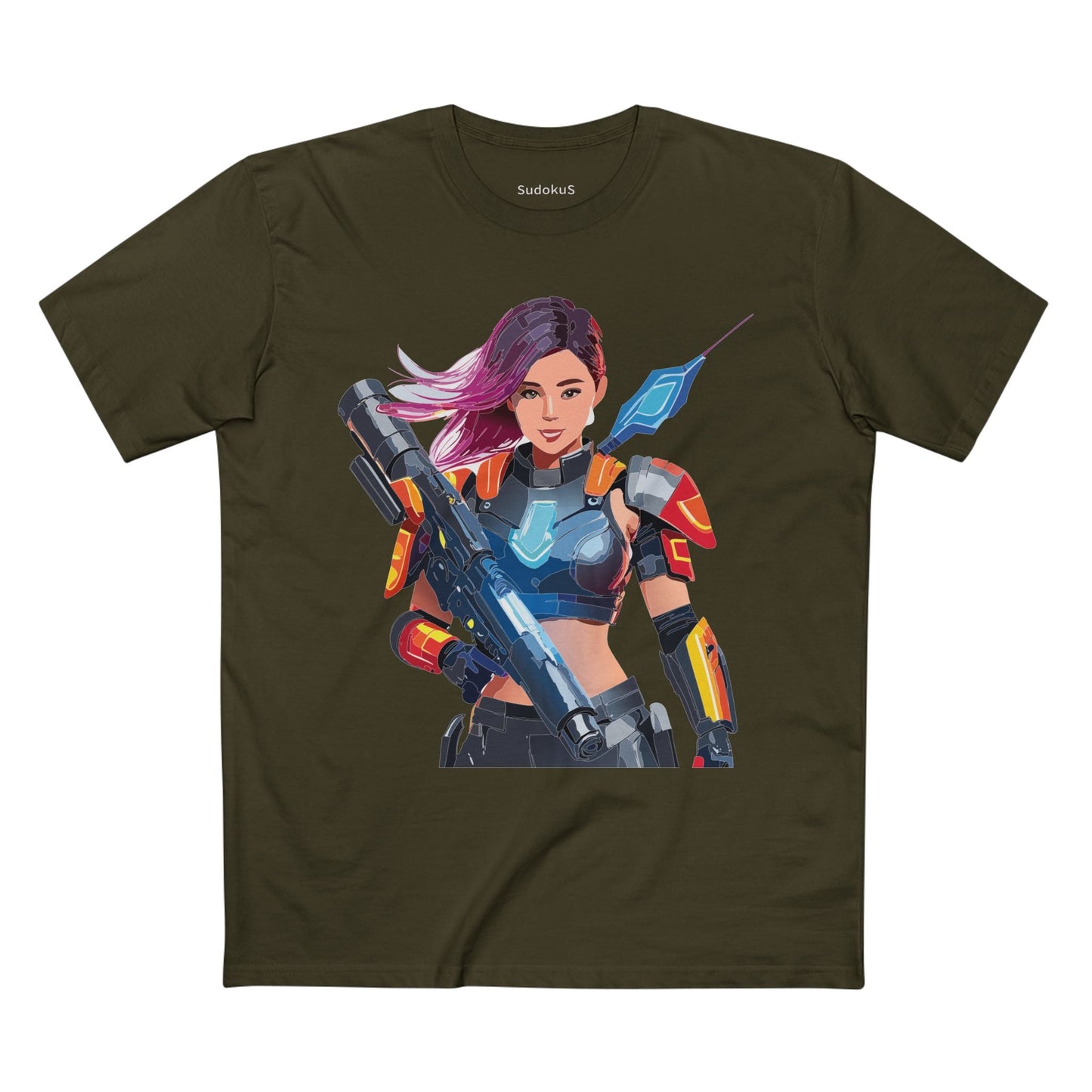 Army-woman Graphic Unisex 100 Cotton Staple Tee 1