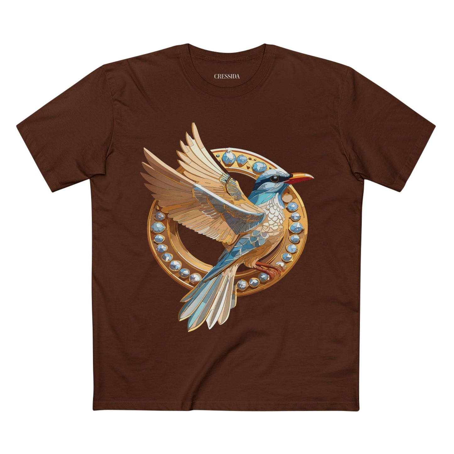 Bird Graphic Unisex 100 Cotton Tee With Unique Animal Golden Medallion Art Design 20