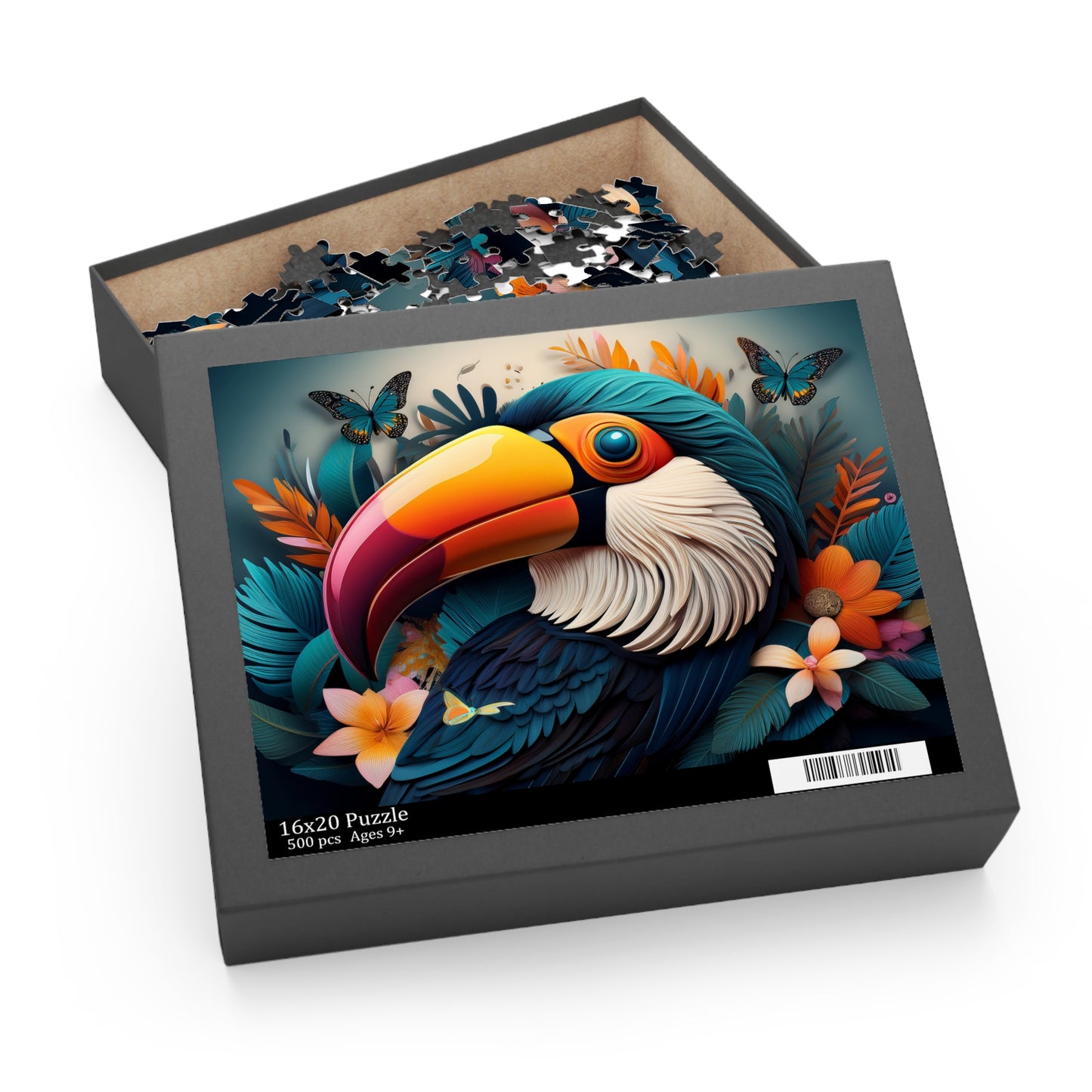 Puzzles-36 Kids Toucan Puzzle 500-Piece  Floral Toucan Puzzle 500-Piece, Birds Kids Puzzles Size: 16" x 20",  Ages 9+