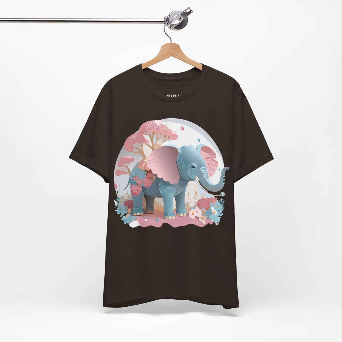 Elephant Graphic Unisex Cotton Bella+Canvas Tee with Art Animal Design e137