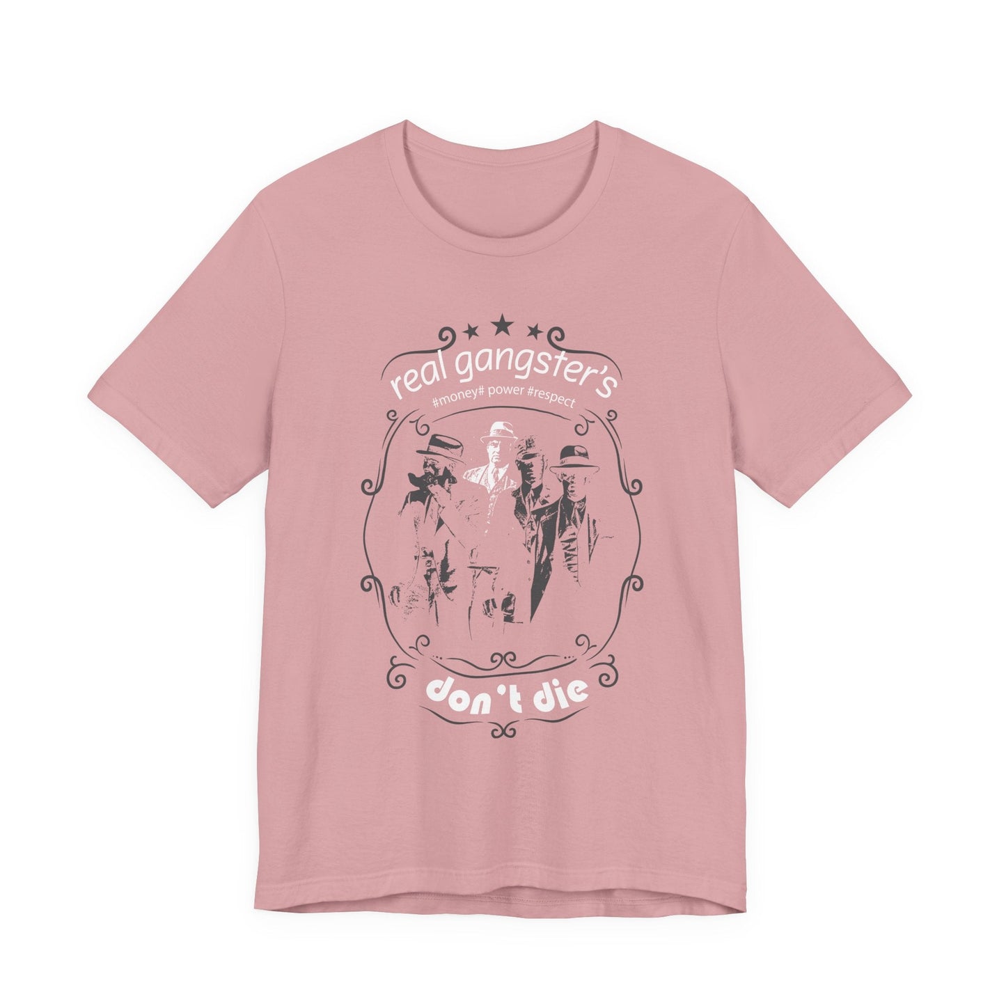 Real Gangsters Don't Die T-Shirt Vintage Outlaw Illustration Retro Biker Tee A-3