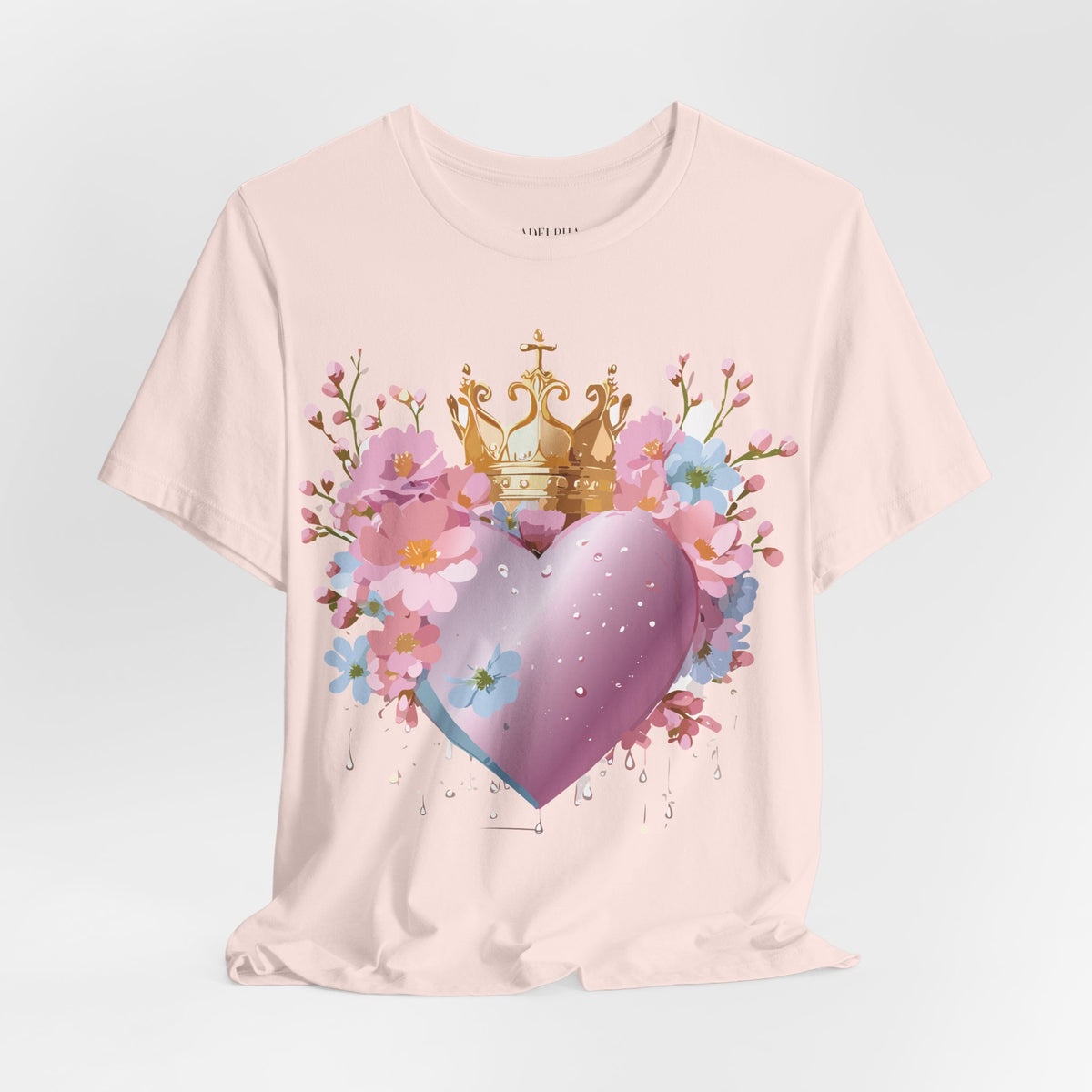 Valentine's Day Graphic Unisex Cotton Bella+Canvas Tee with Floral Art Design d132