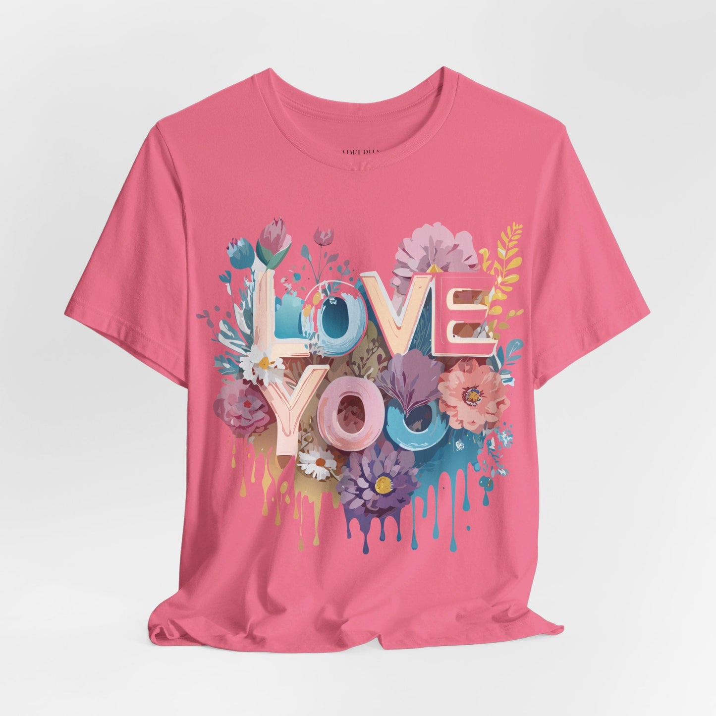 Valentine Day Graphic Unisex 100 Cotton Vintage Artwork with Love and Flower Design Tee 37