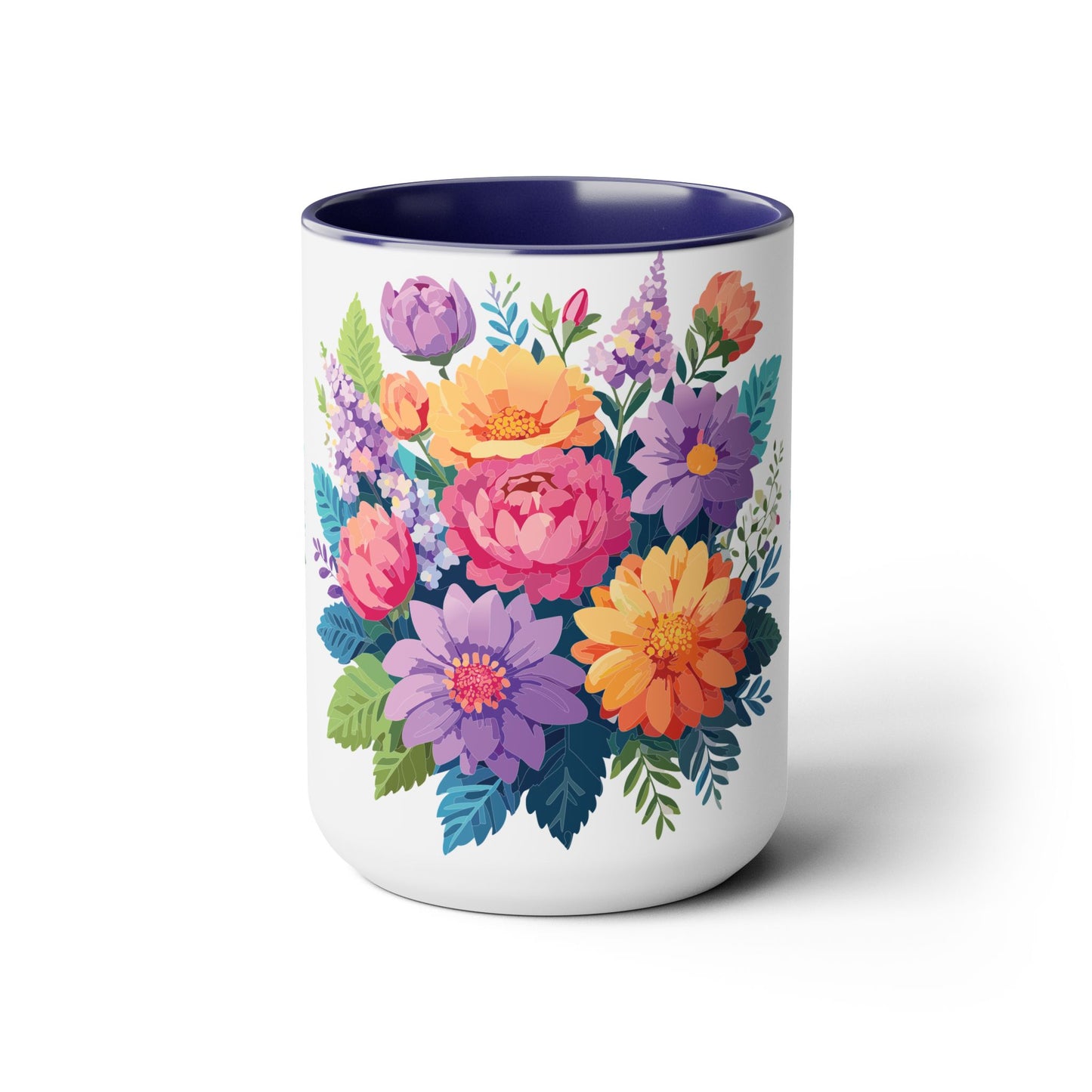 Two-Tone Coffee Mug with flowers