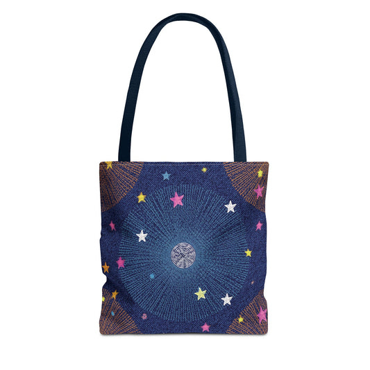Denim Fabric Imitation Print Unisex Canvas Bag Poly Spun 3 Sizes Tote Bag 183-8