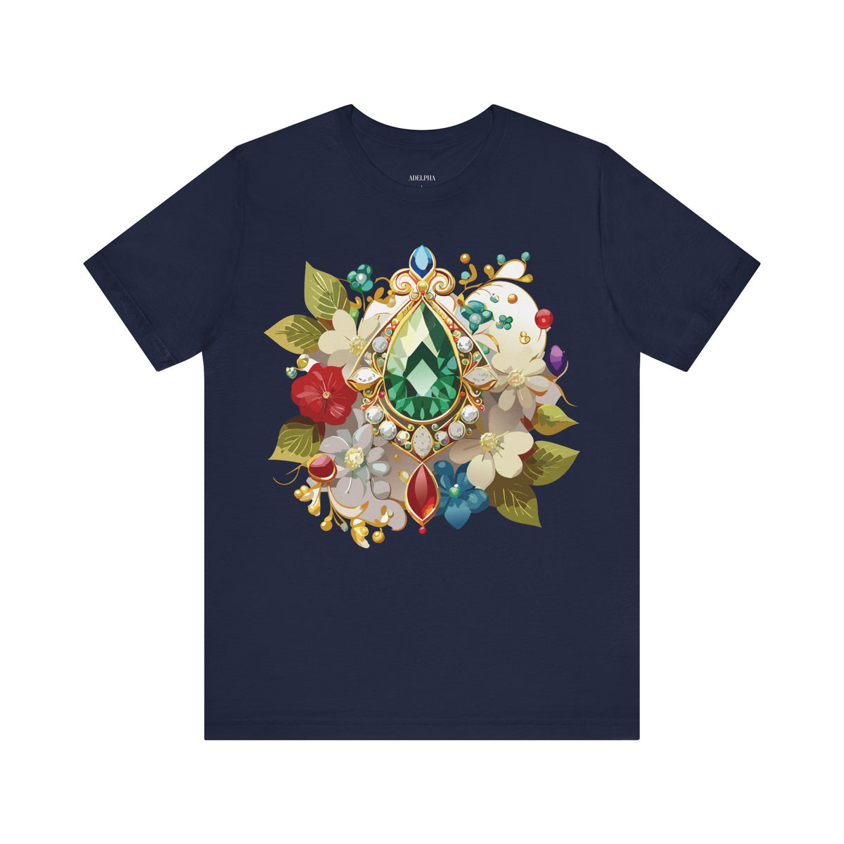 Jewelry Graphic Unisex Cotton Bella+Canvas Tee with Gemstones Art Design m45