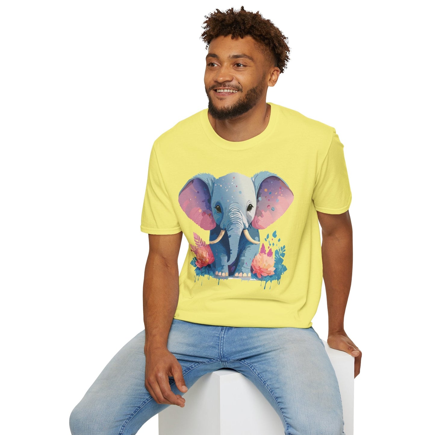 Elephant T Shirt For Adults Unisex Gildan Softstyle 64000 100 Percent Ring Spun Cotton Tee