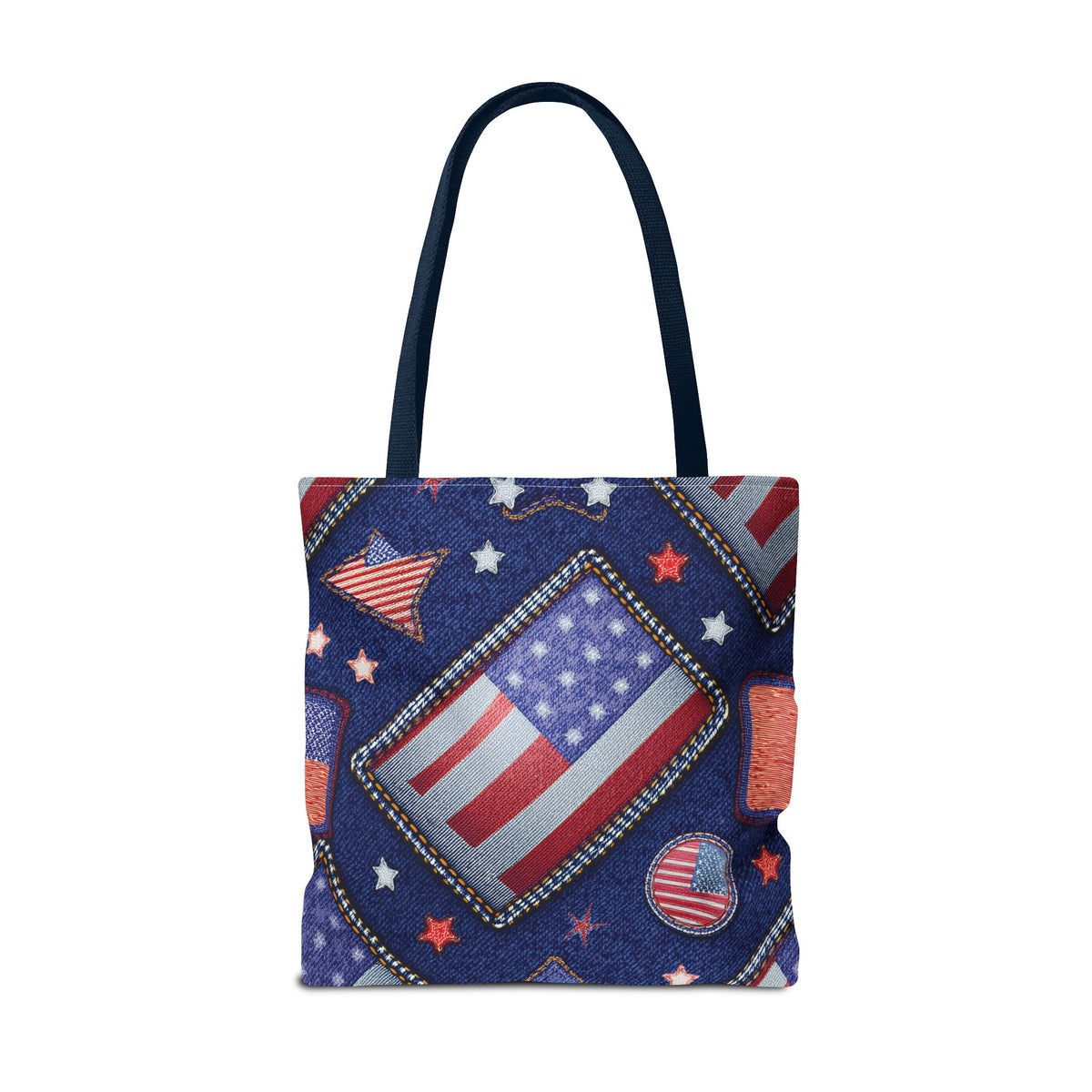 4th of July Graphic Denim Fabric Imitation Print Unisex Canvas Bag Poly Spun 3 Sizes Tote Bag 200-6