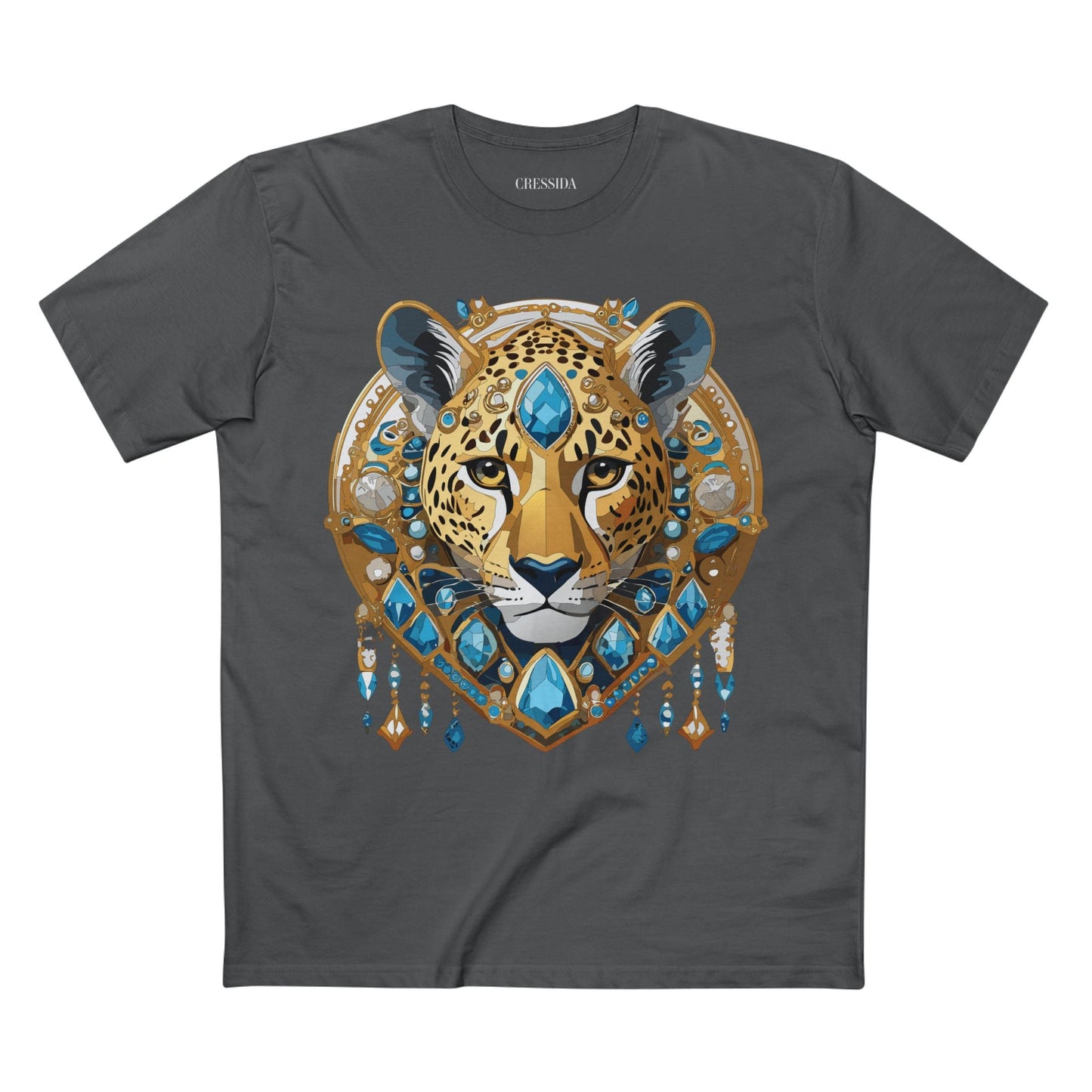 Cheetah Graphic Unisex 100 Cotton Tee With Unique Animal Golden Medallion Art Design 45