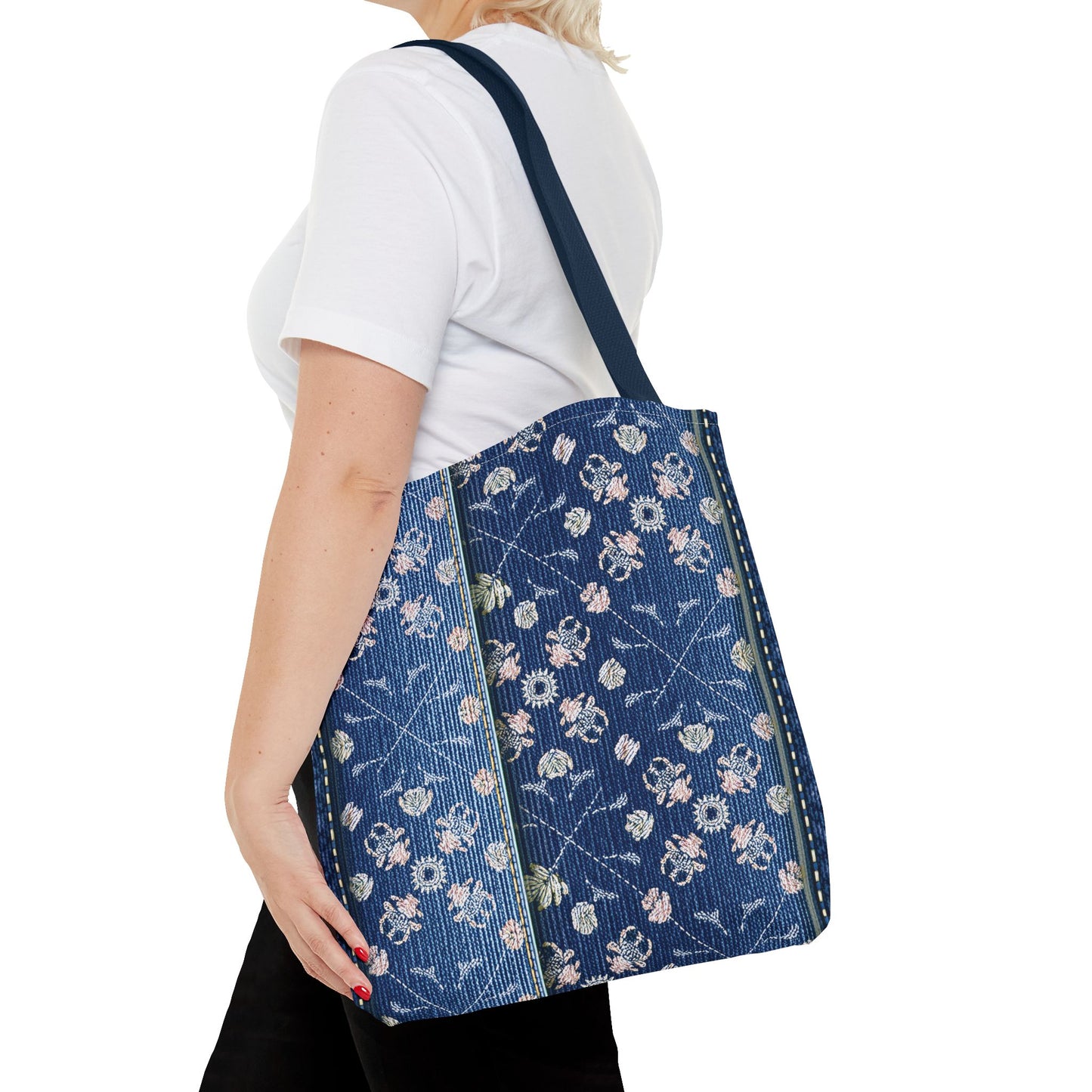 Denim Fabric Imitation Print Unisex Canvas Bag Poly Spun 3 Sizes Tote Bag 120