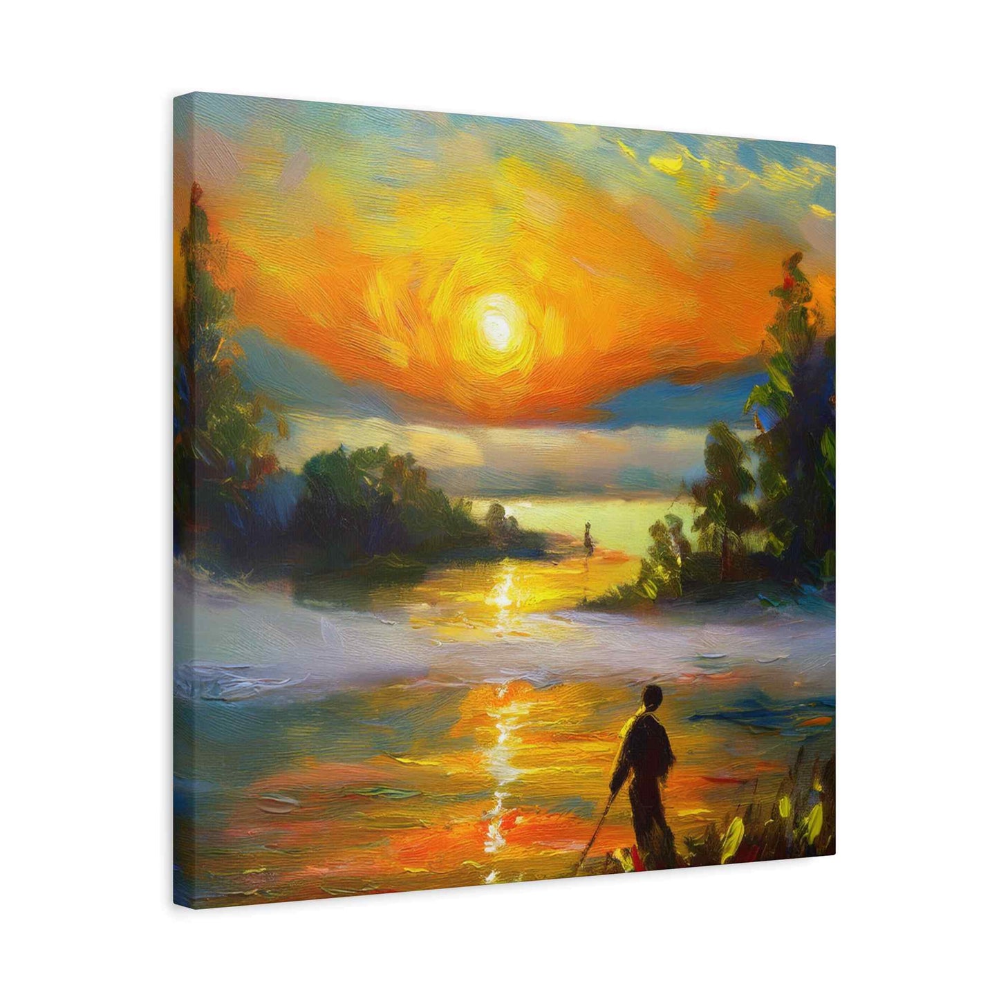Sunrise Print Canvas, Oil Paint Print 20x20, 24x24, 30x30, 32x32, 36x36 Art Design Print Pine-Wood Inner Frame MC-40