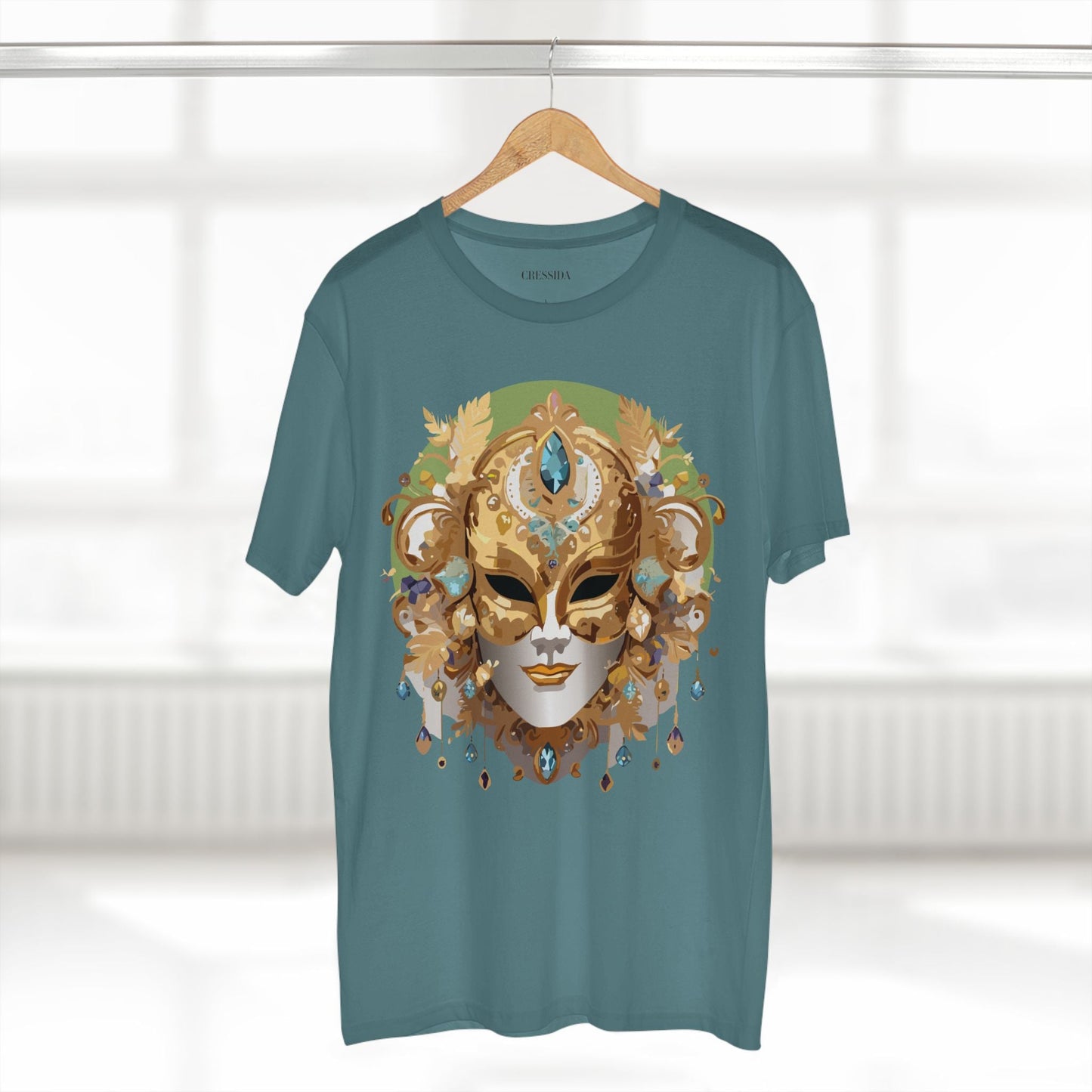 Carnival Mask Graphic T-Shirt Unisex 100 Cotton With Antique Gold Art Design Tee 11
