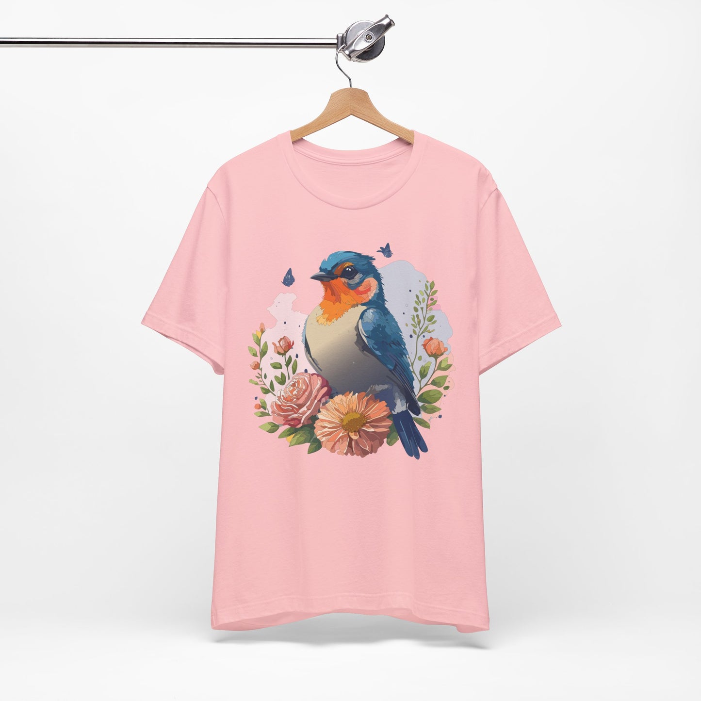 Floral Bird Tee, Animal Shirt, Bird Shirt, Floral Tee, Flower T-shirt, T-Shirt with Animal