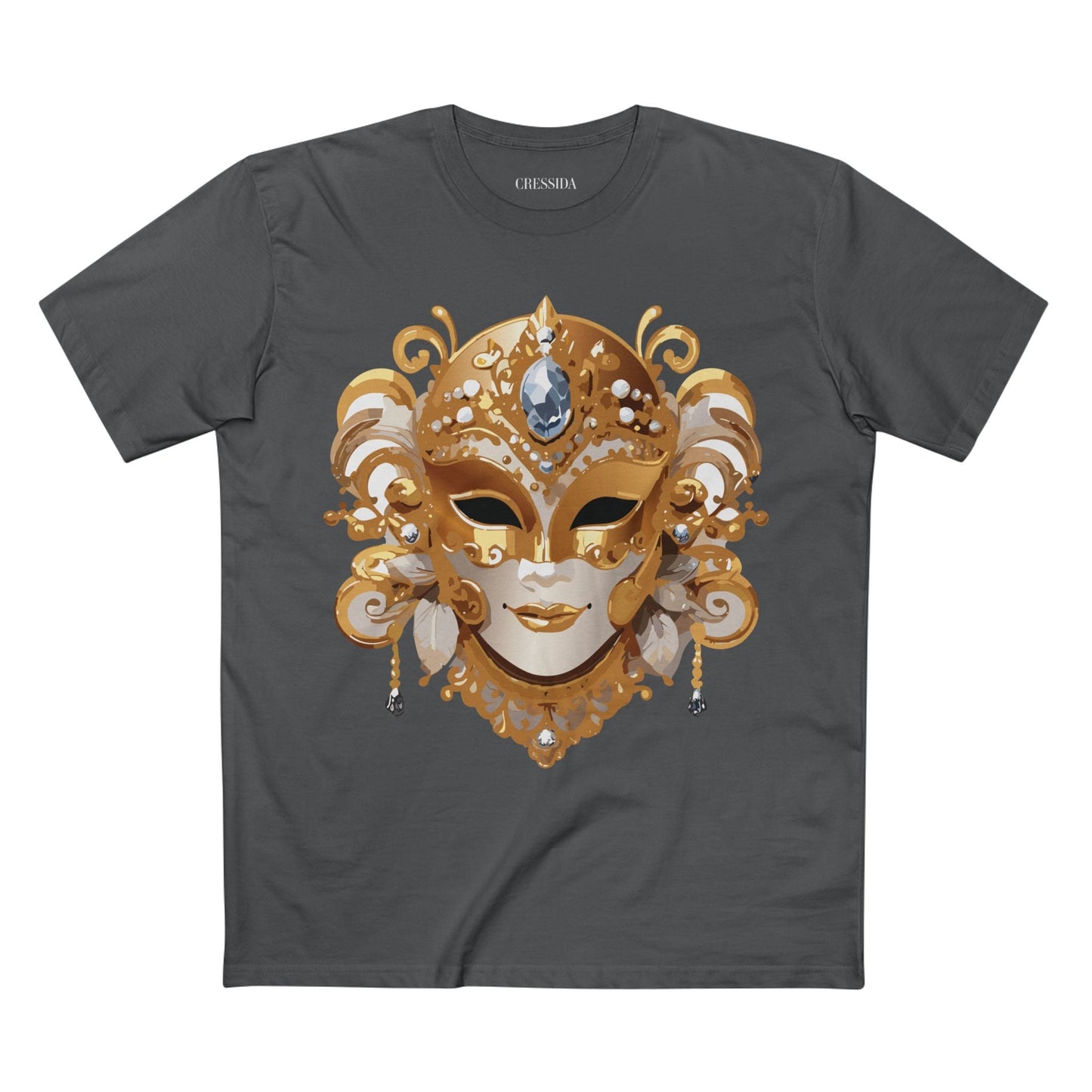 Carnival Mask Graphic T-Shirt Unisex 100 Cotton With Antique Gold Art Design Tee 23