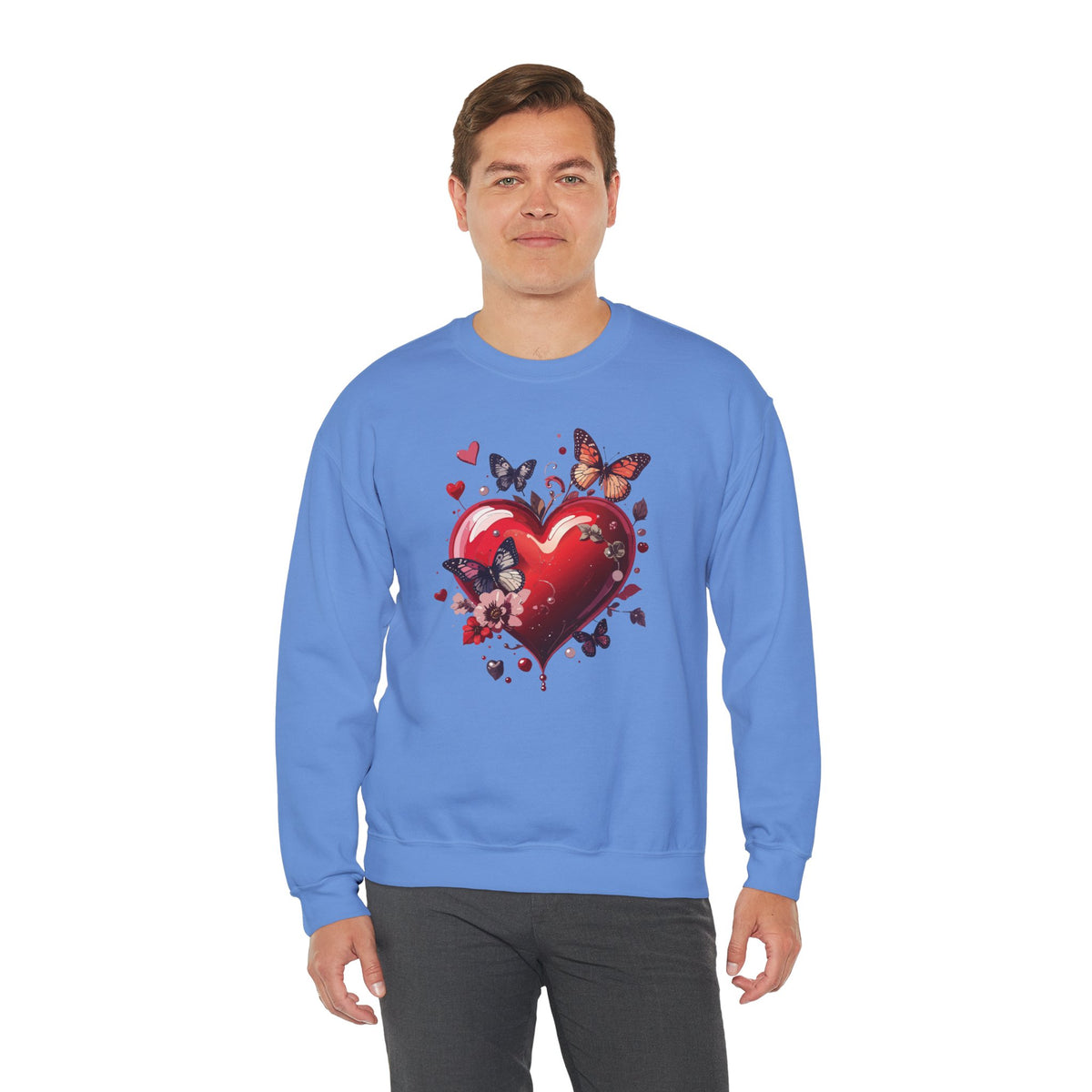 Big Red Heart Sweatshirt, Floral Red Heart Sweatshirt, Floral Love Sweatshirt, Valentine's Day Sweatshirt, Heart Floral Sweatshirt 105