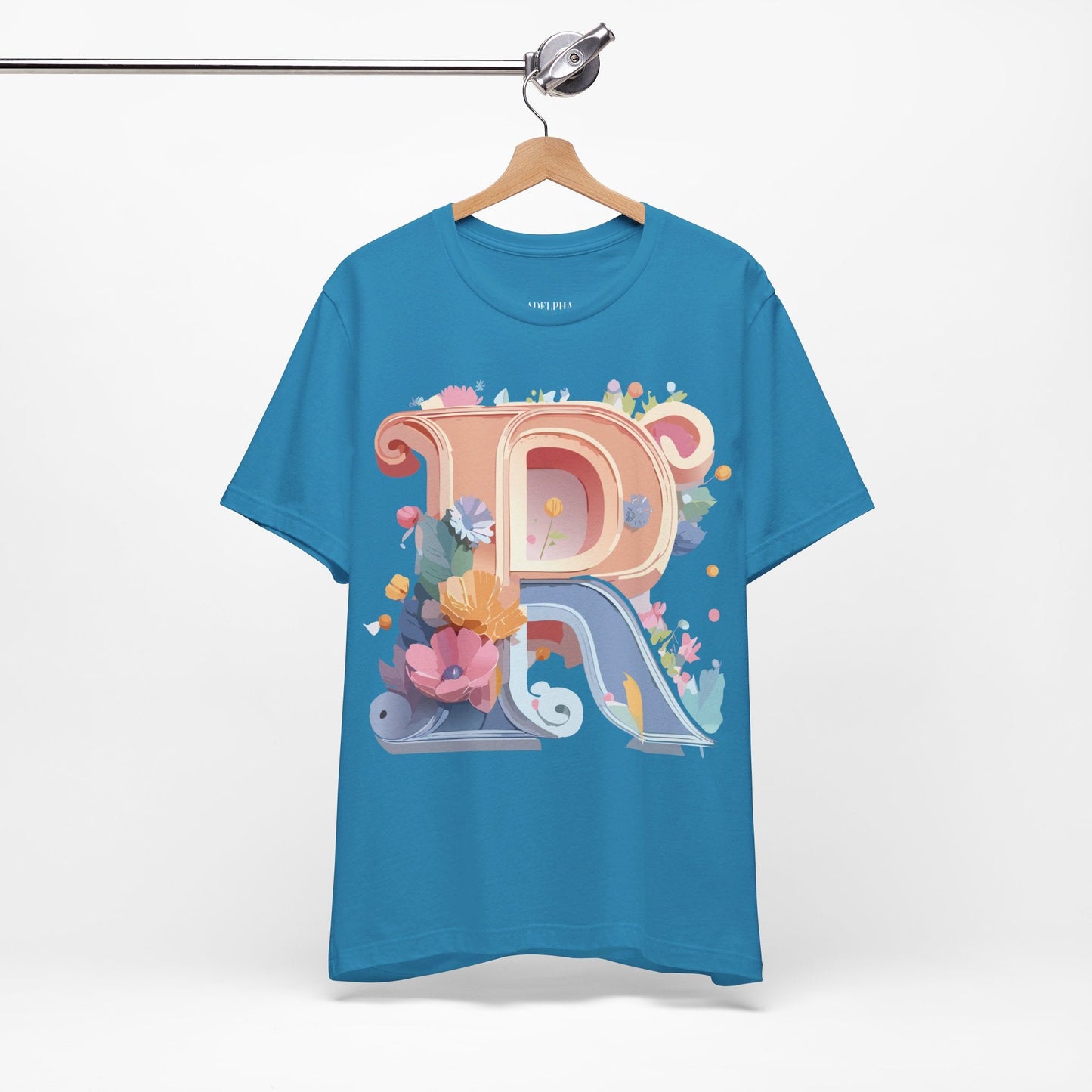 Letter R Shirt Unisex Graphic Tee Premium Cotton Vintage Inspired Art By Adelpha Short Sleeve
